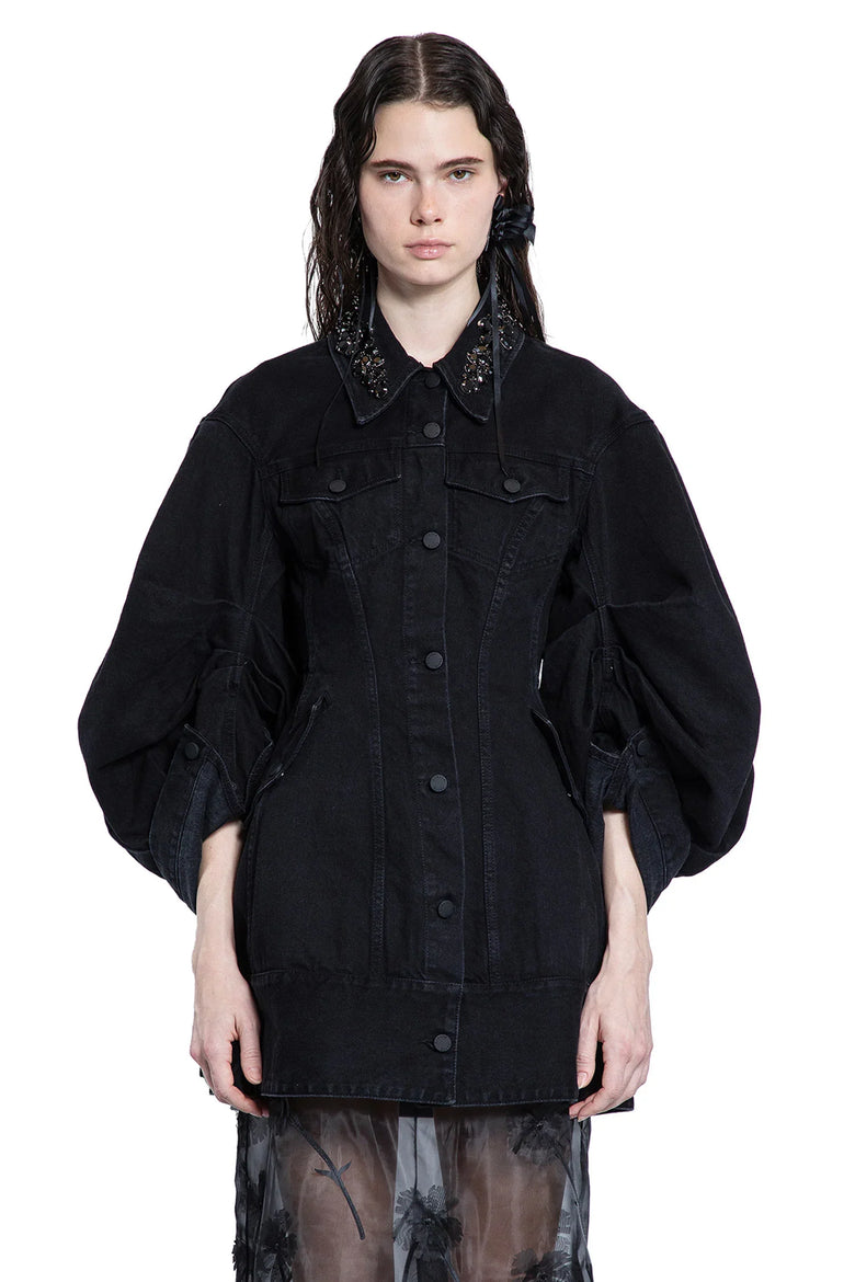 Embellished Sculpted Short Denim jacket - Antonioli.eu