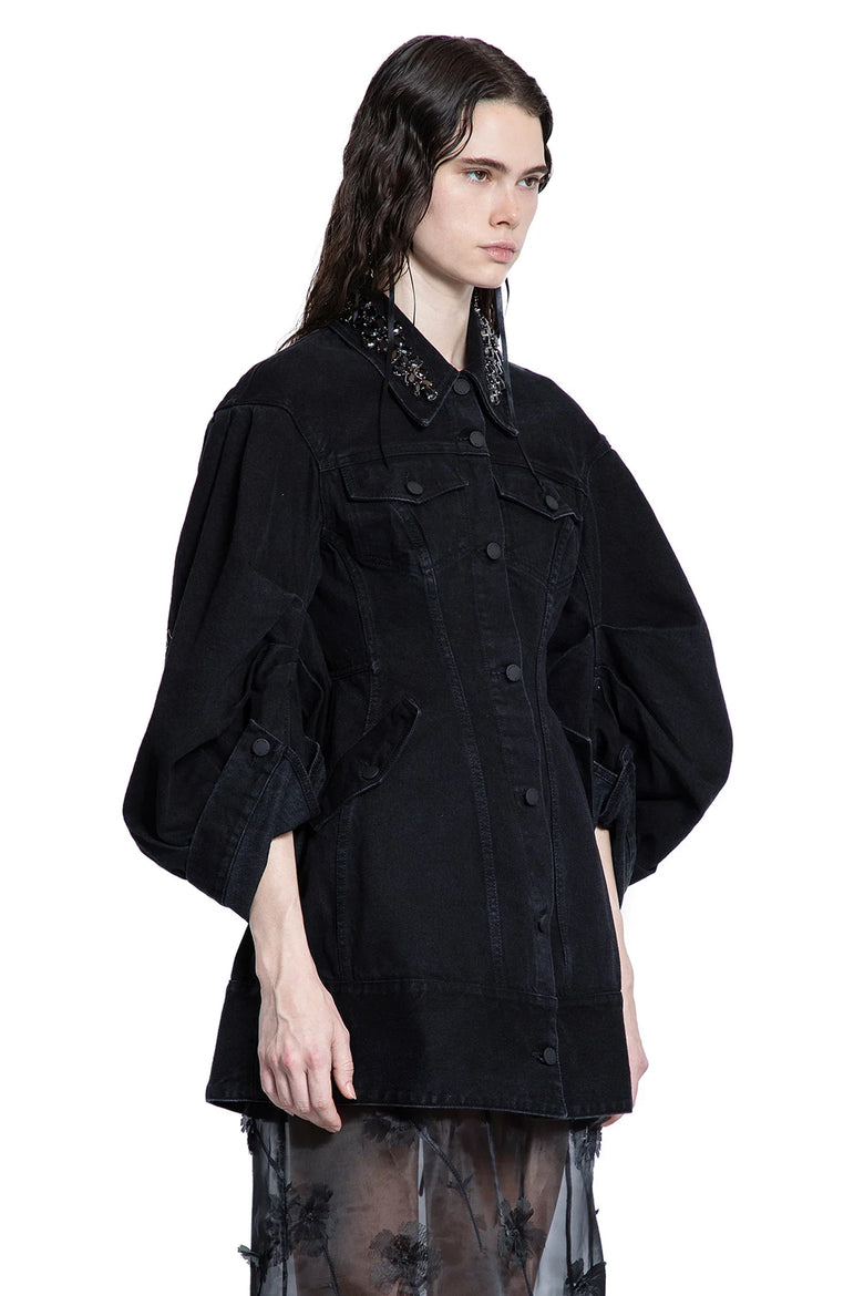 Embellished Sculpted Short Denim jacket - Antonioli.eu