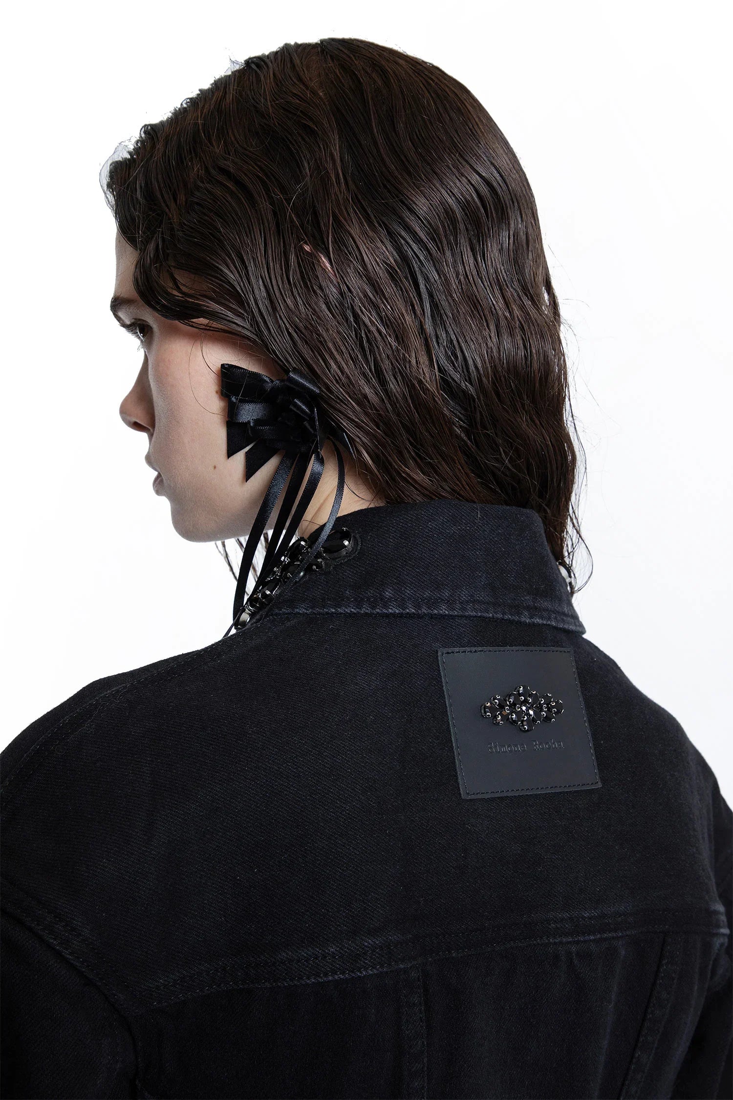 Embellished Sculpted Short Denim jacket - Antonioli.eu