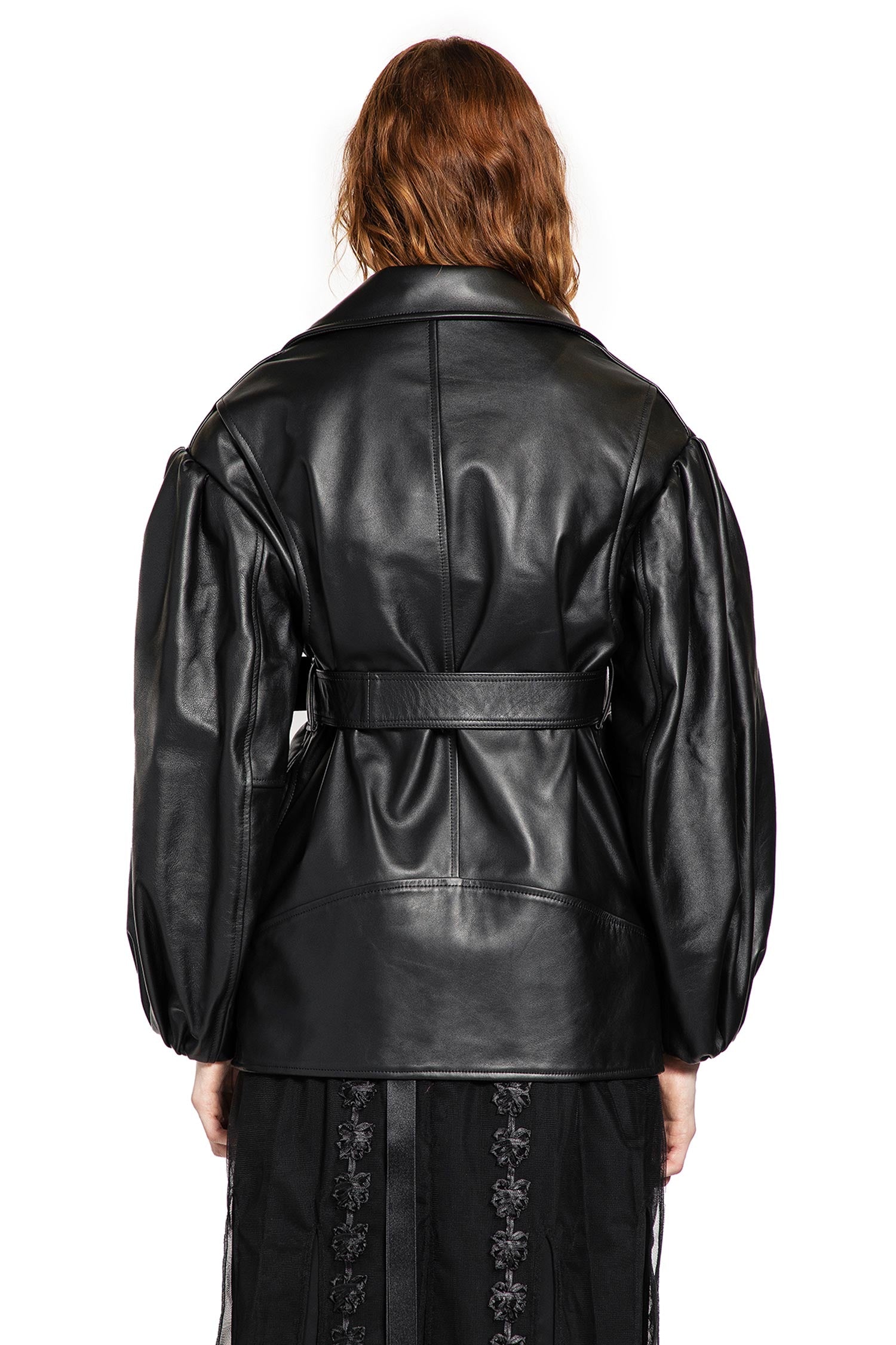 Puff Sleeve Multi Belt Biker Jacket - Antonioli.eu
