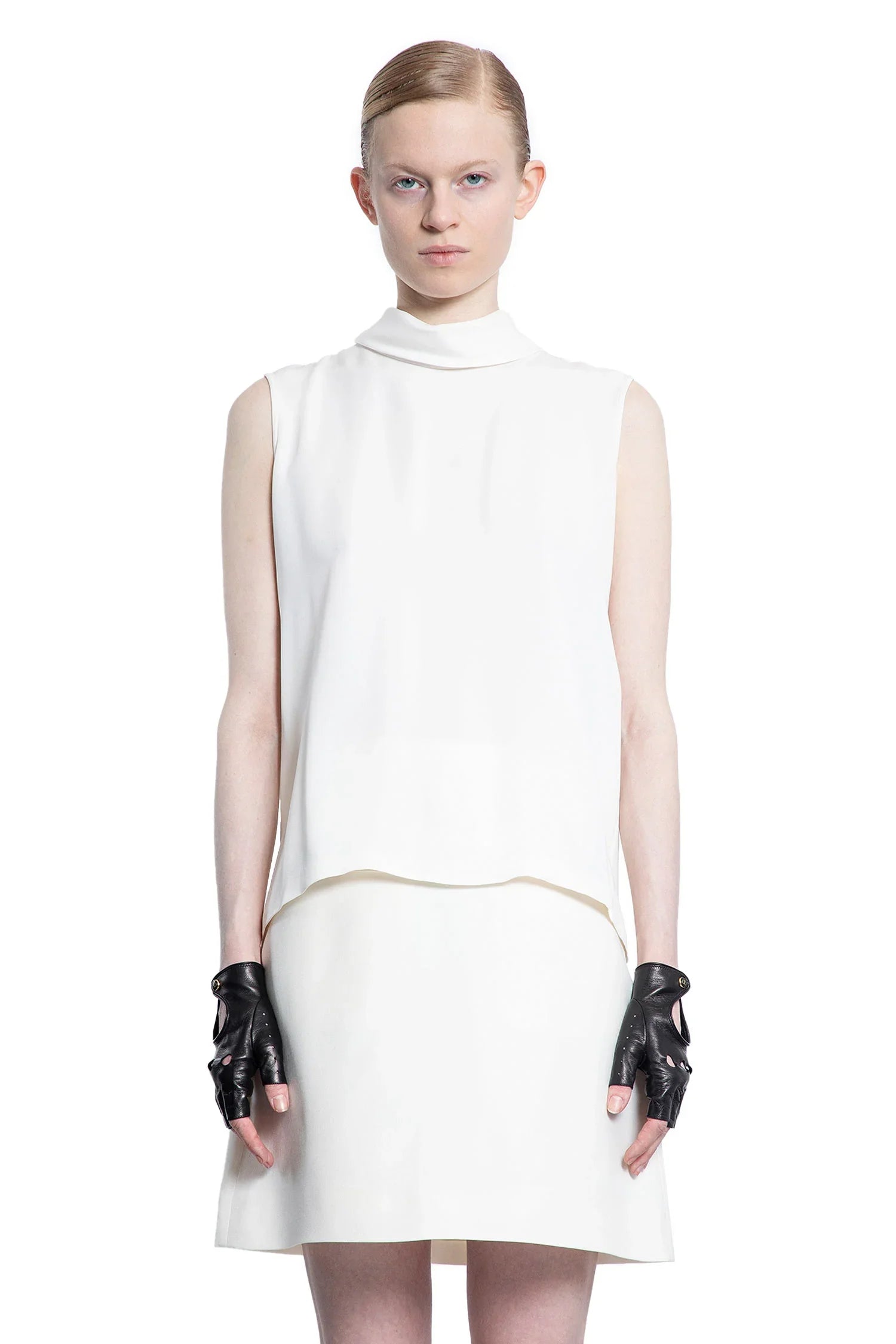 Silk Georgette Sleeveless Turtleneck Top - Antonioli.eu