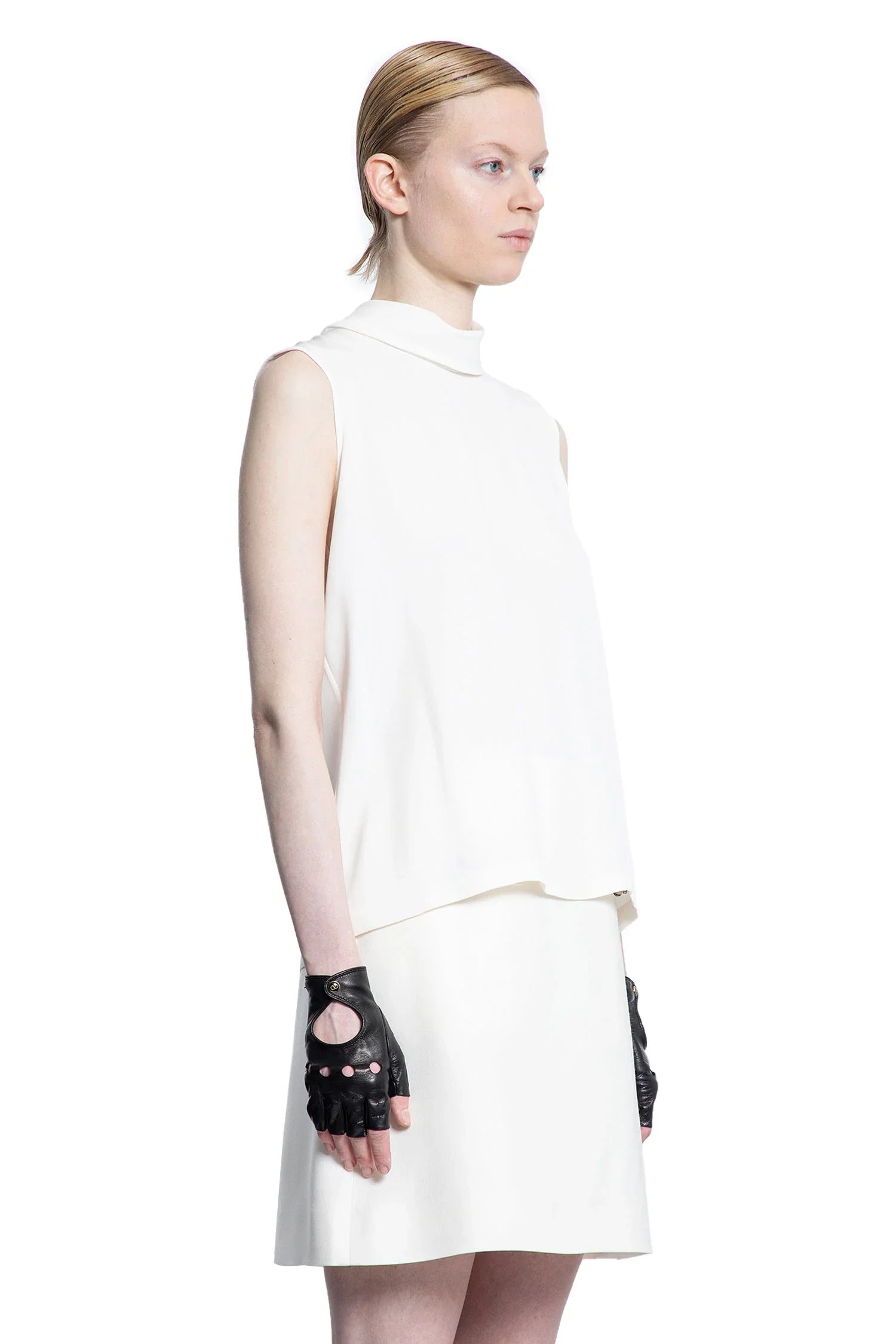 Silk Georgette Sleeveless Turtleneck Top - Antonioli.eu