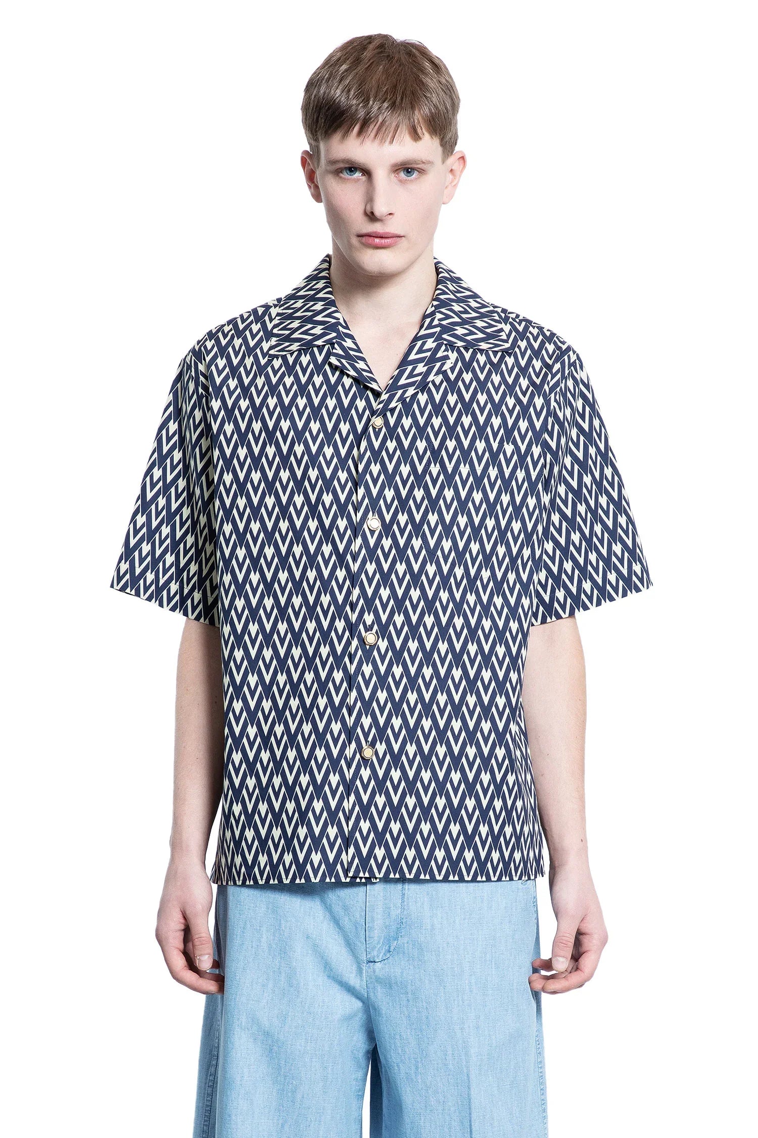 Toute la V Silk Twill Bowling Shirt - Antonioli.eu