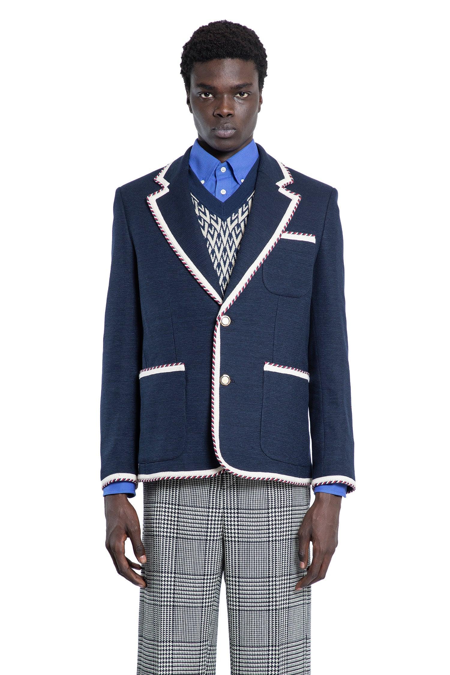 single-breasted jersey cotton jacket with torchon piping - Antonioli.eu