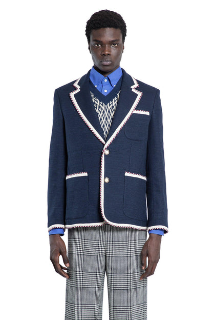 single-breasted jersey cotton jacket with torchon piping - Antonioli.eu