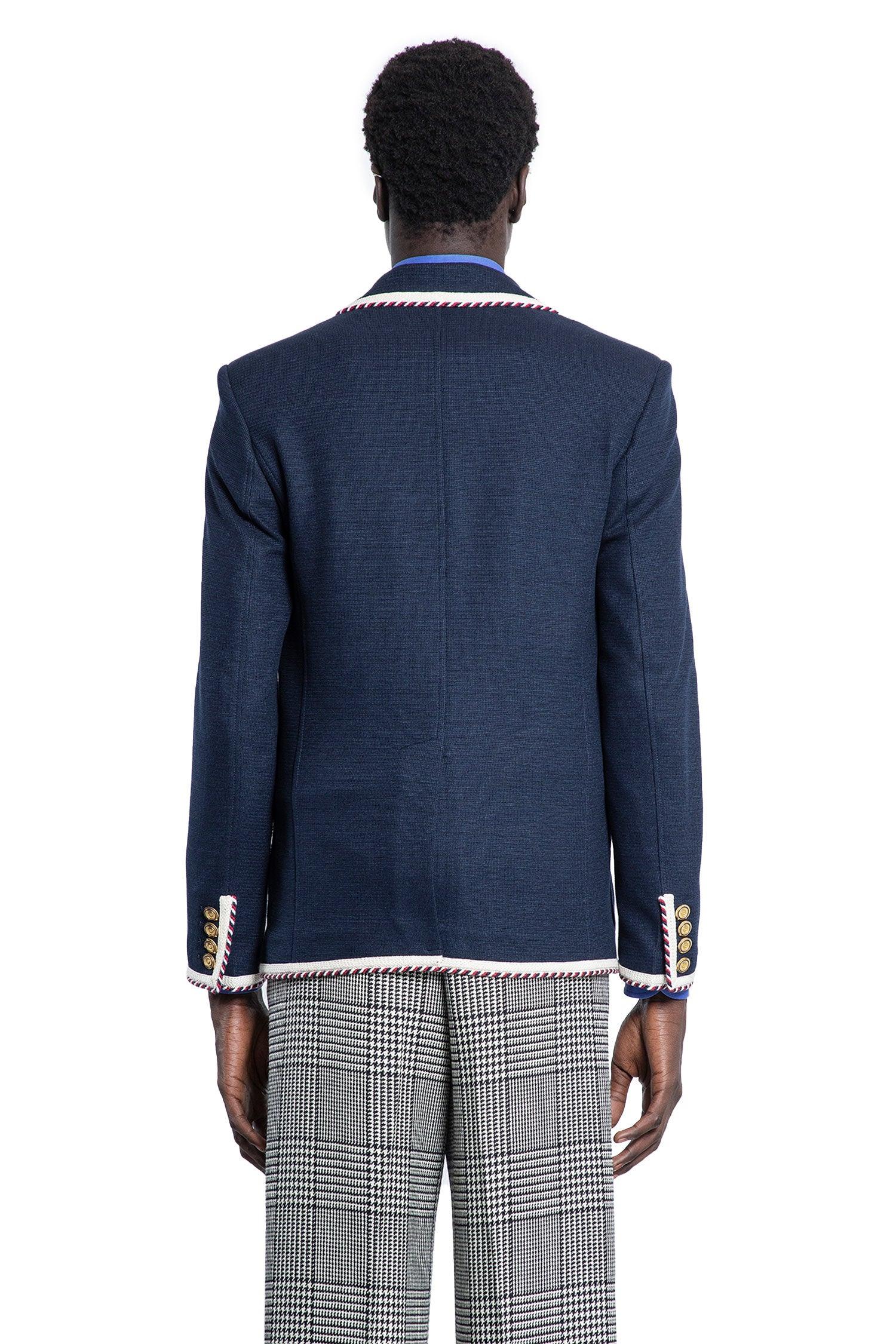 single-breasted jersey cotton jacket with torchon piping - Antonioli.eu