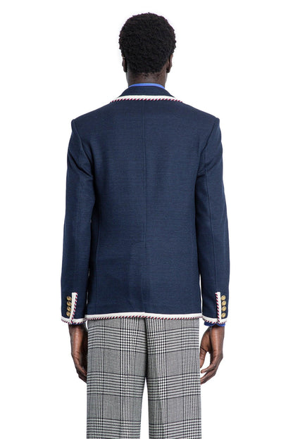 single-breasted jersey cotton jacket with torchon piping - Antonioli.eu