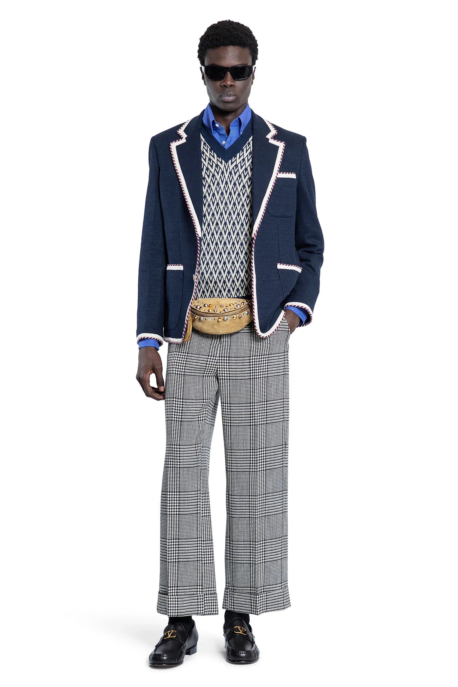 single-breasted jersey cotton jacket with torchon piping - Antonioli.eu