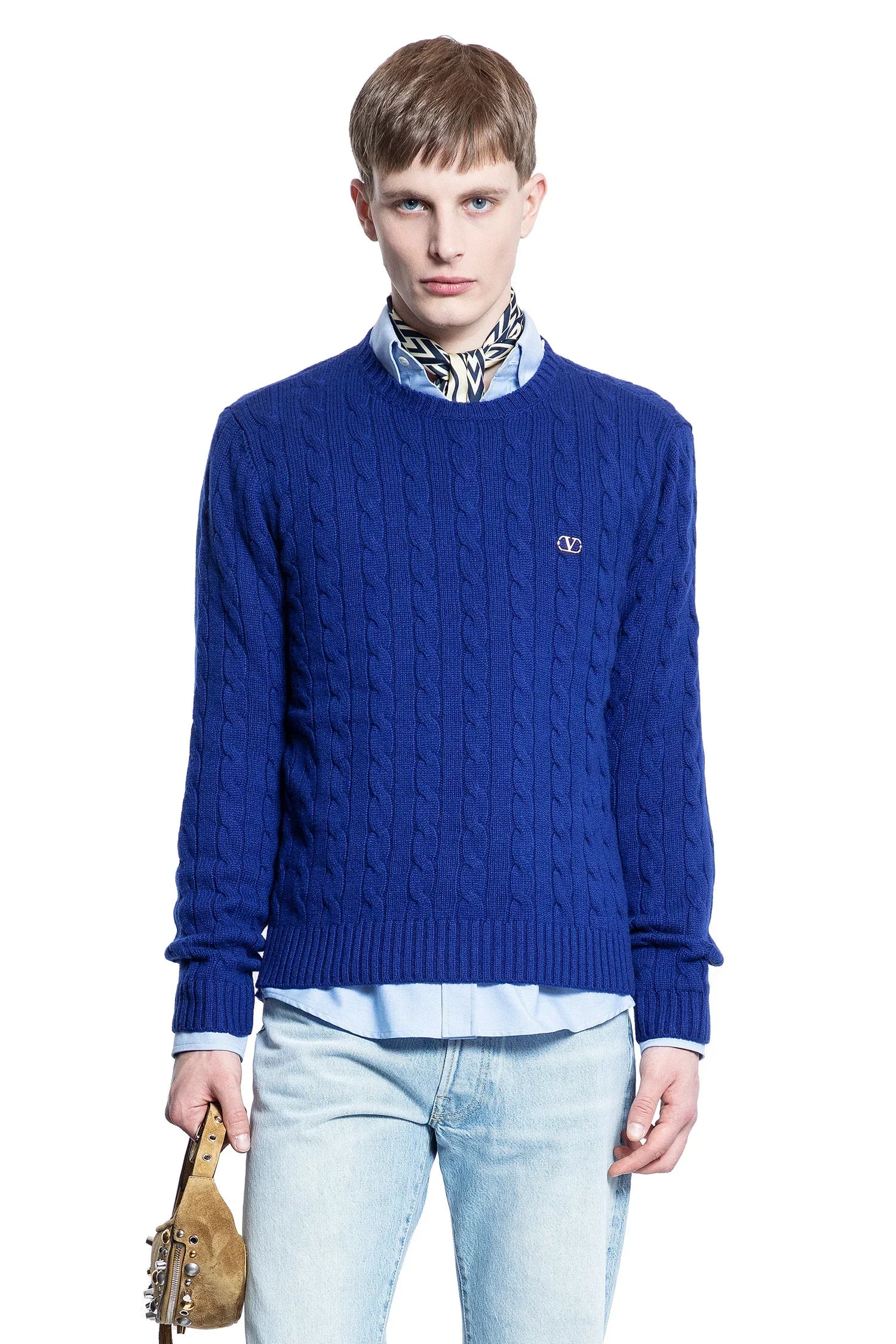 VLogo Cashmere Cable Knit Sweater - Antonioli.eu