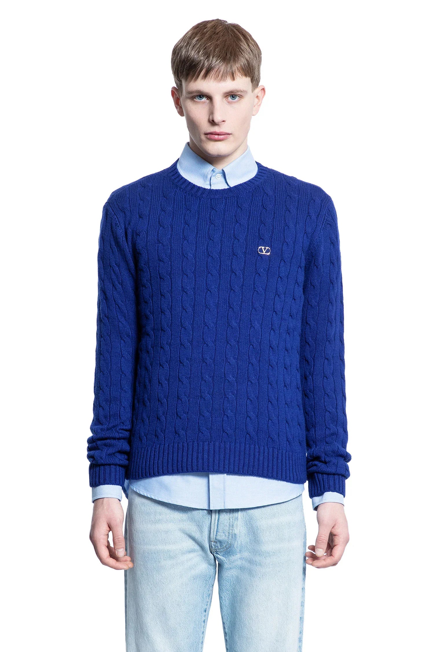 VLogo Cashmere Cable Knit Sweater - Antonioli.eu