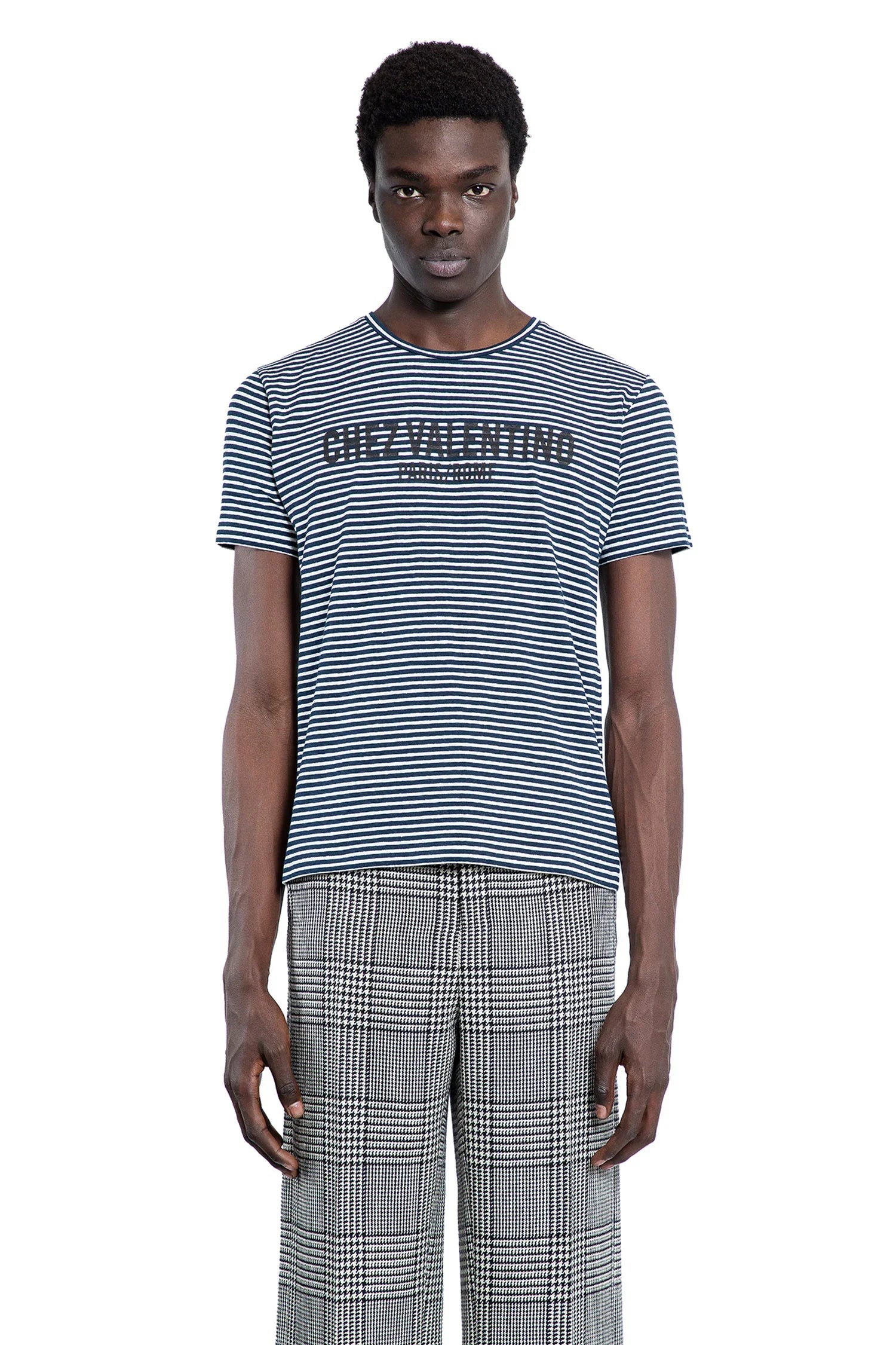 Striped Cotton Linen Chez Valentino T-Shirt - Antonioli.eu