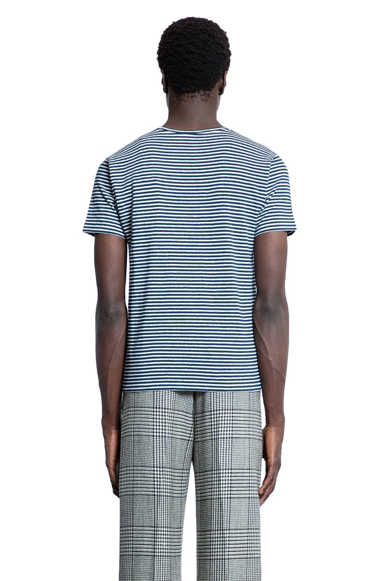 Striped Cotton Linen Chez Valentino T-Shirt - Antonioli.eu
