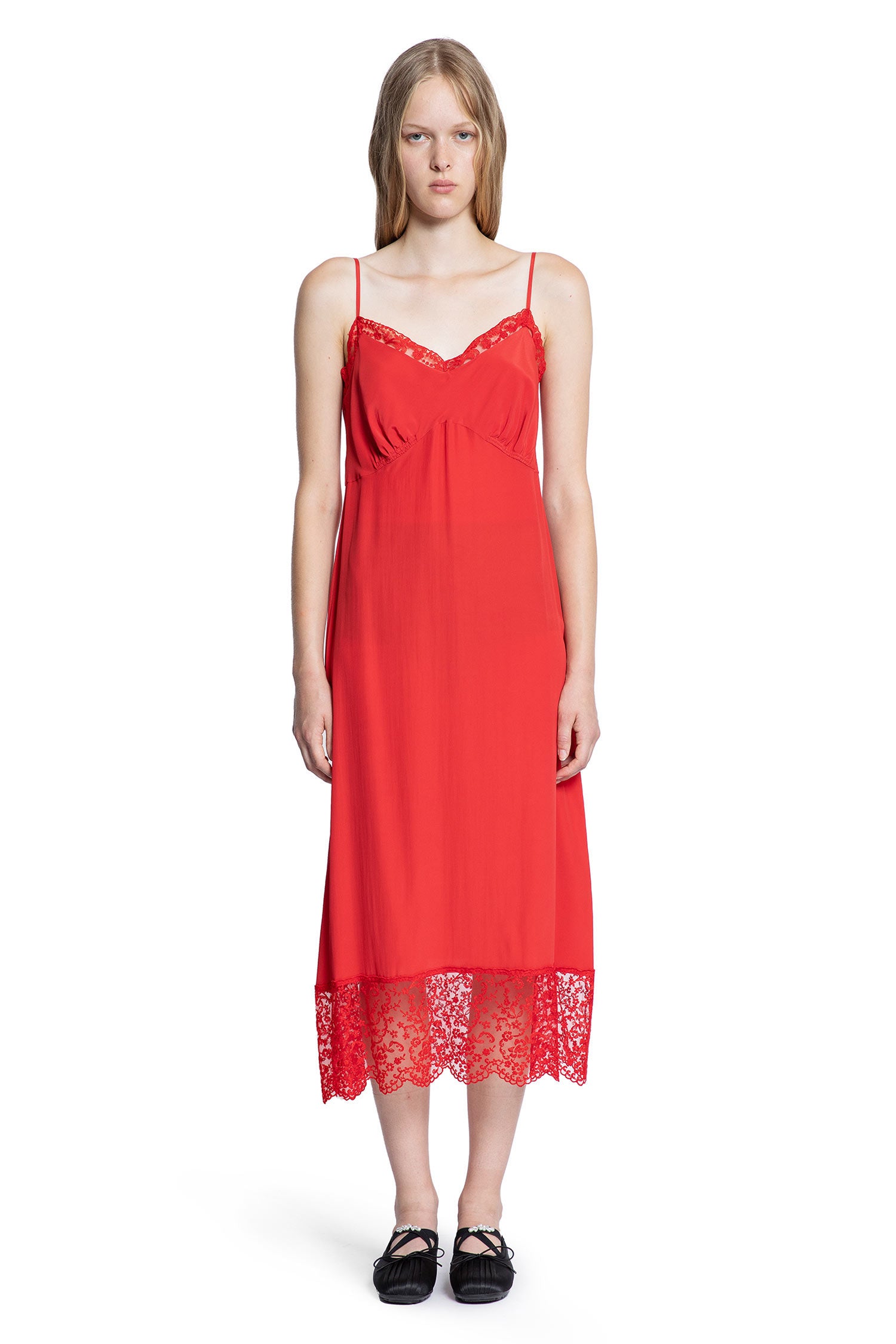 Deep Lace Trim Slip Dress - Antonioli.eu