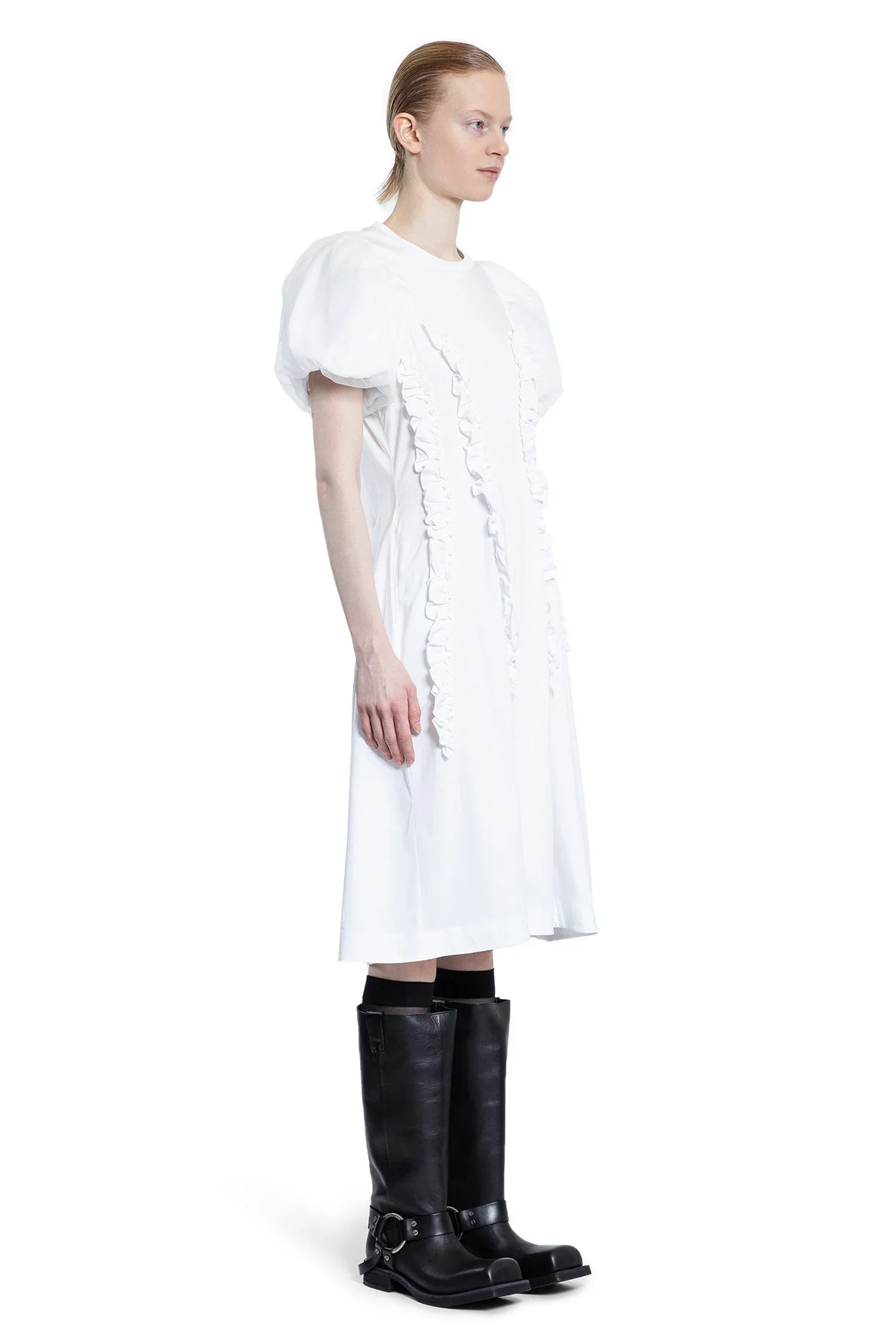 Tulle Overlay Ruffled Frill Midi Dress - Antonioli.eu