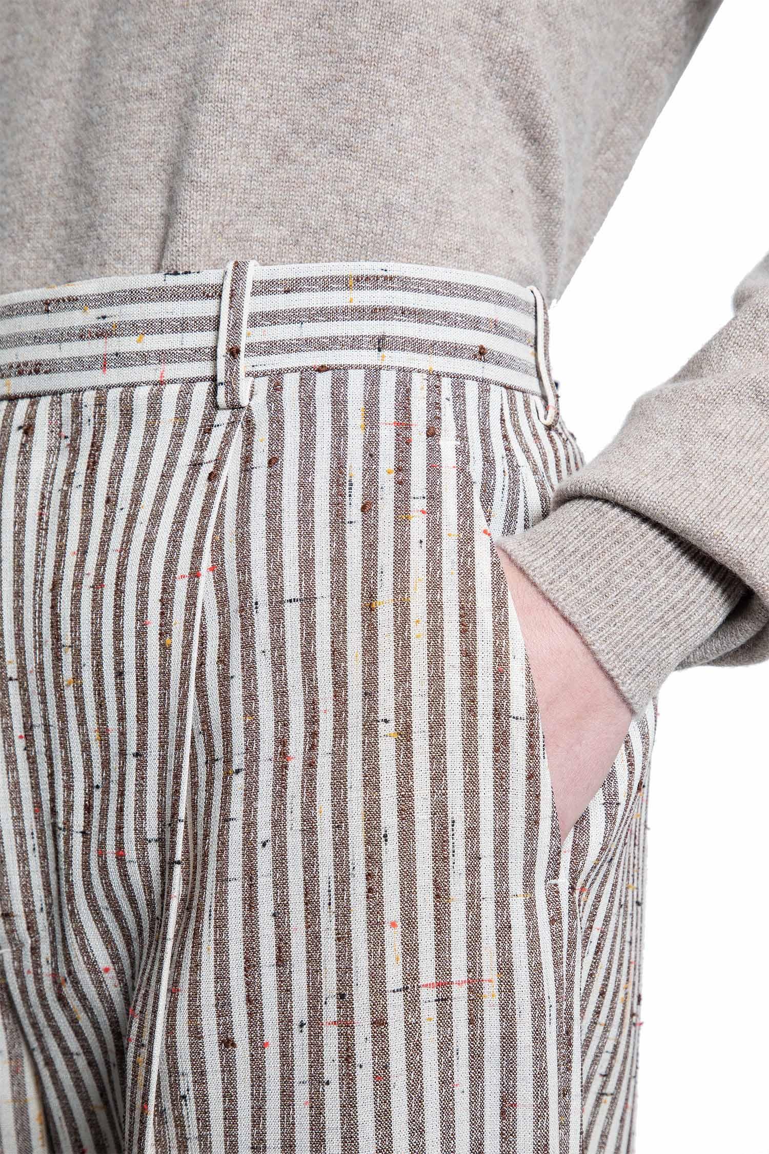 Subtle Stripe Wool Trousers - Antonioli.eu