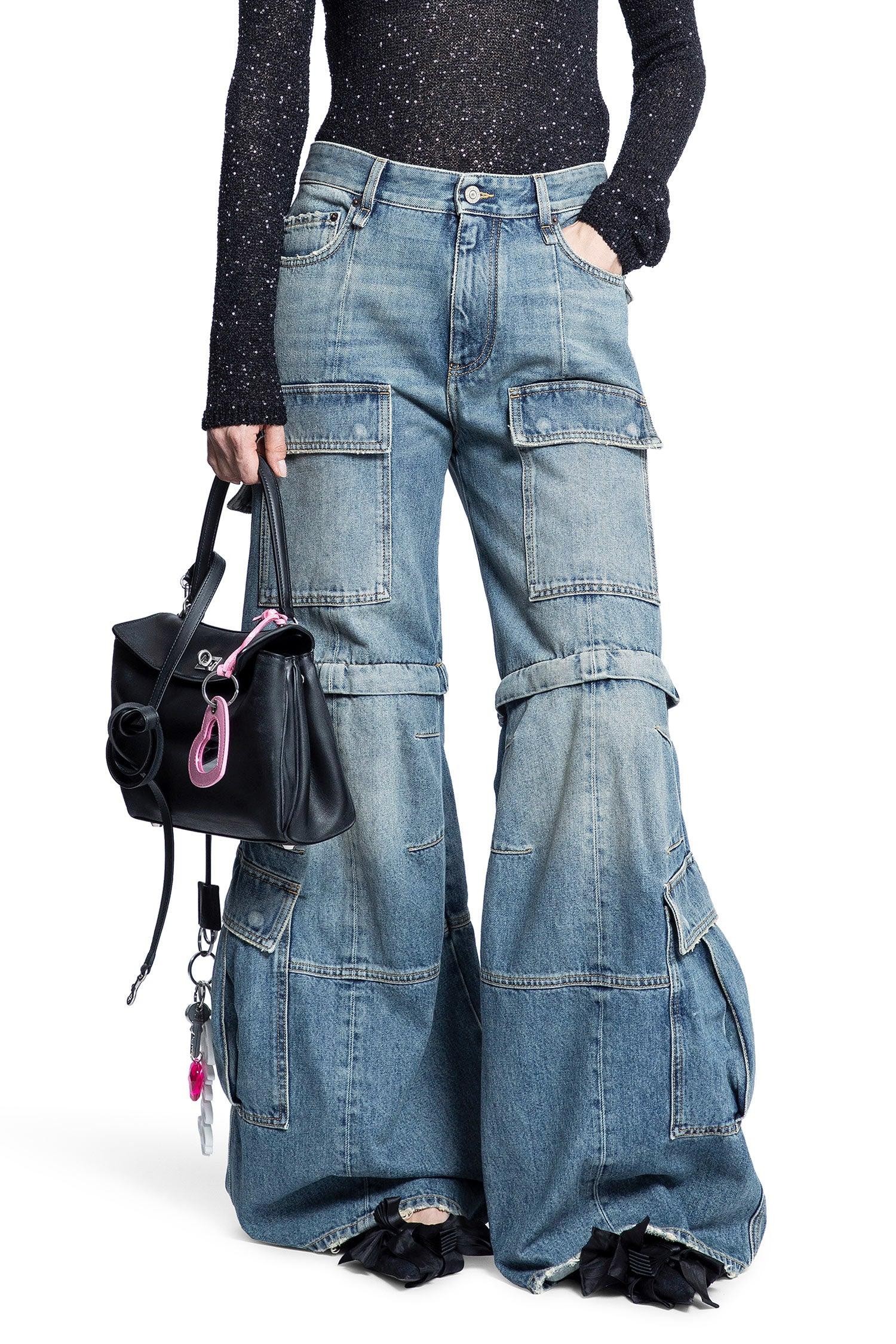 Flared Denim Cargo Pants - Antonioli.eu