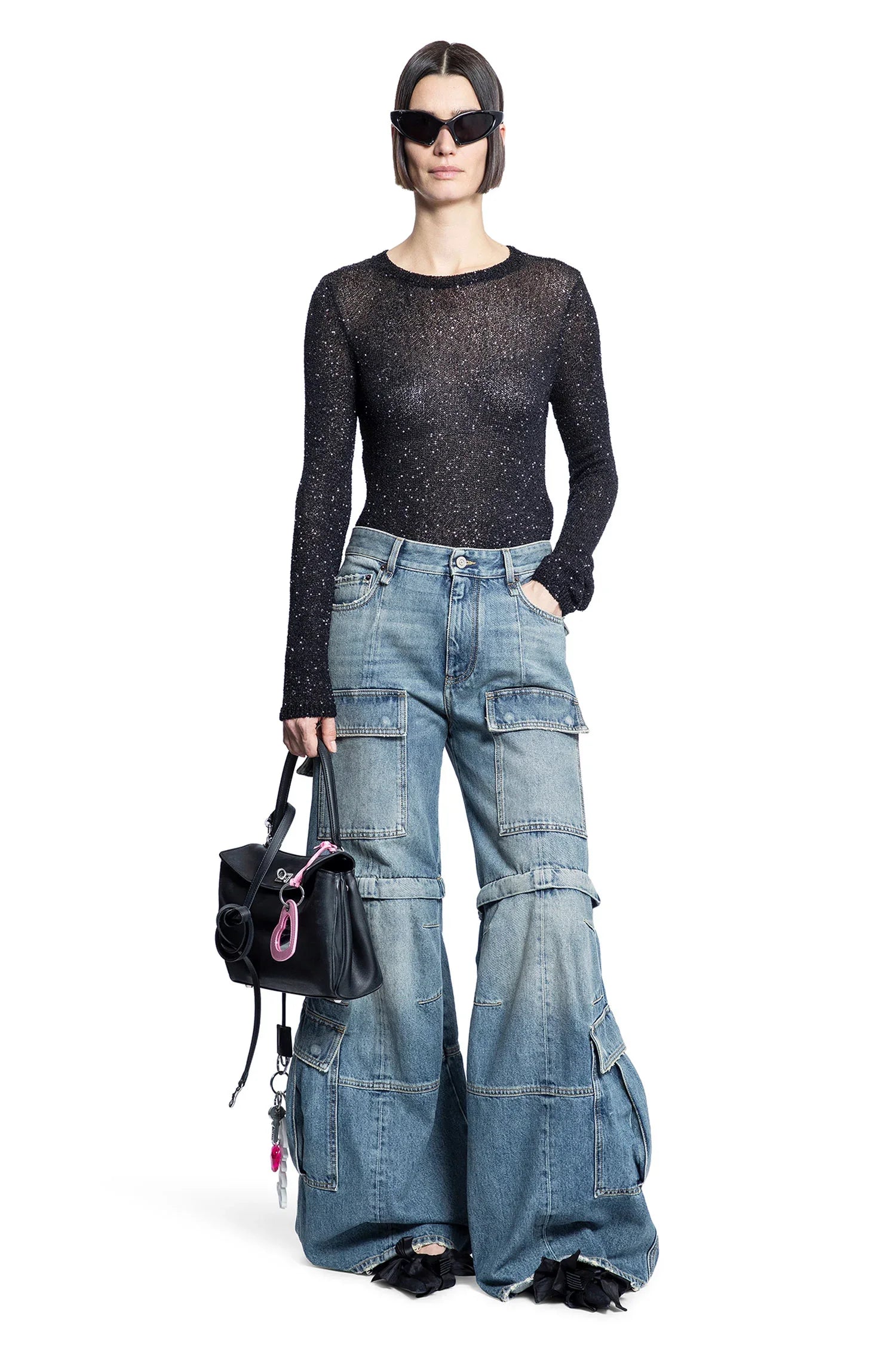 Flared Denim Cargo Pants - Antonioli.eu