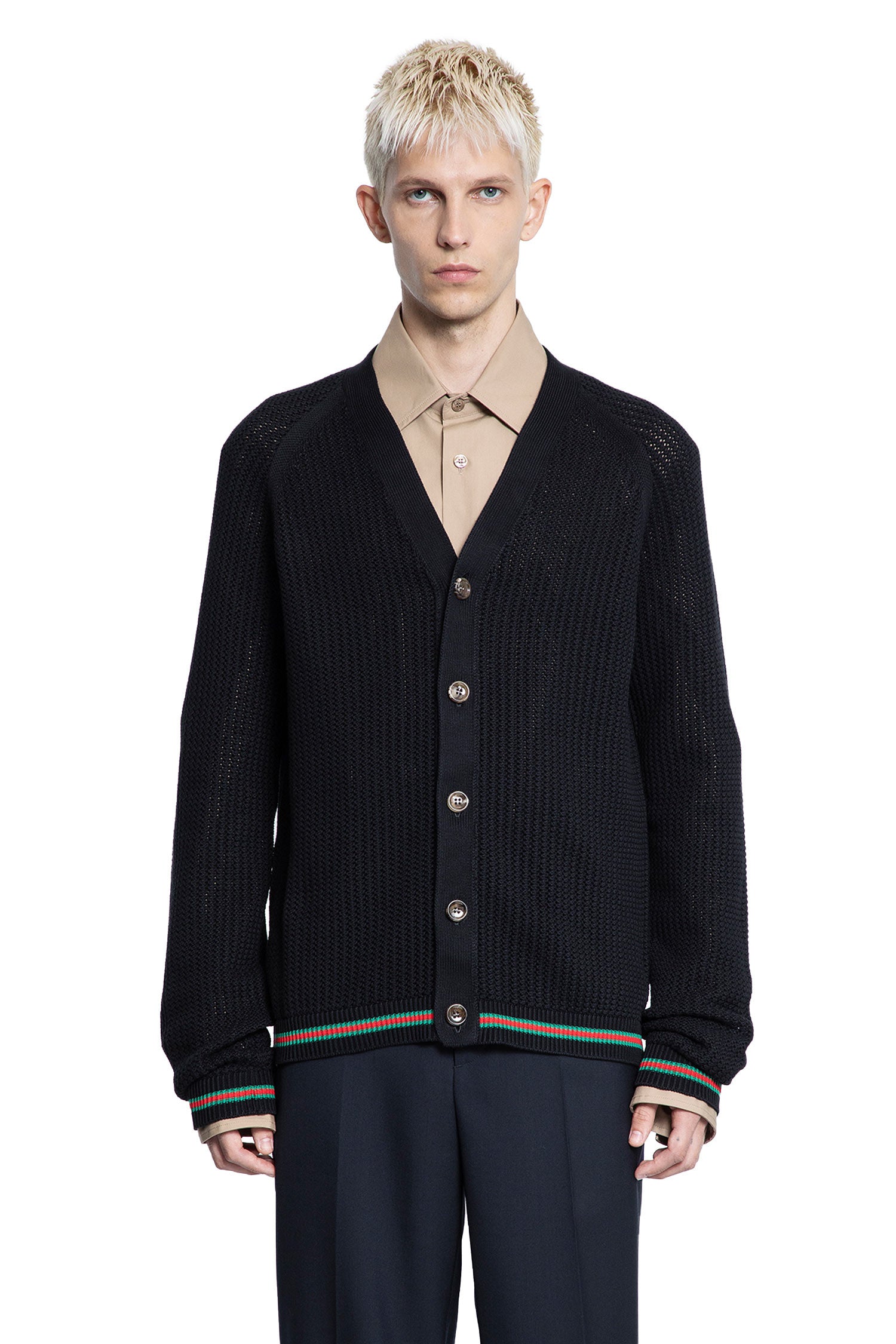 Cotton Knit Web Cardigan - Antonioli.eu