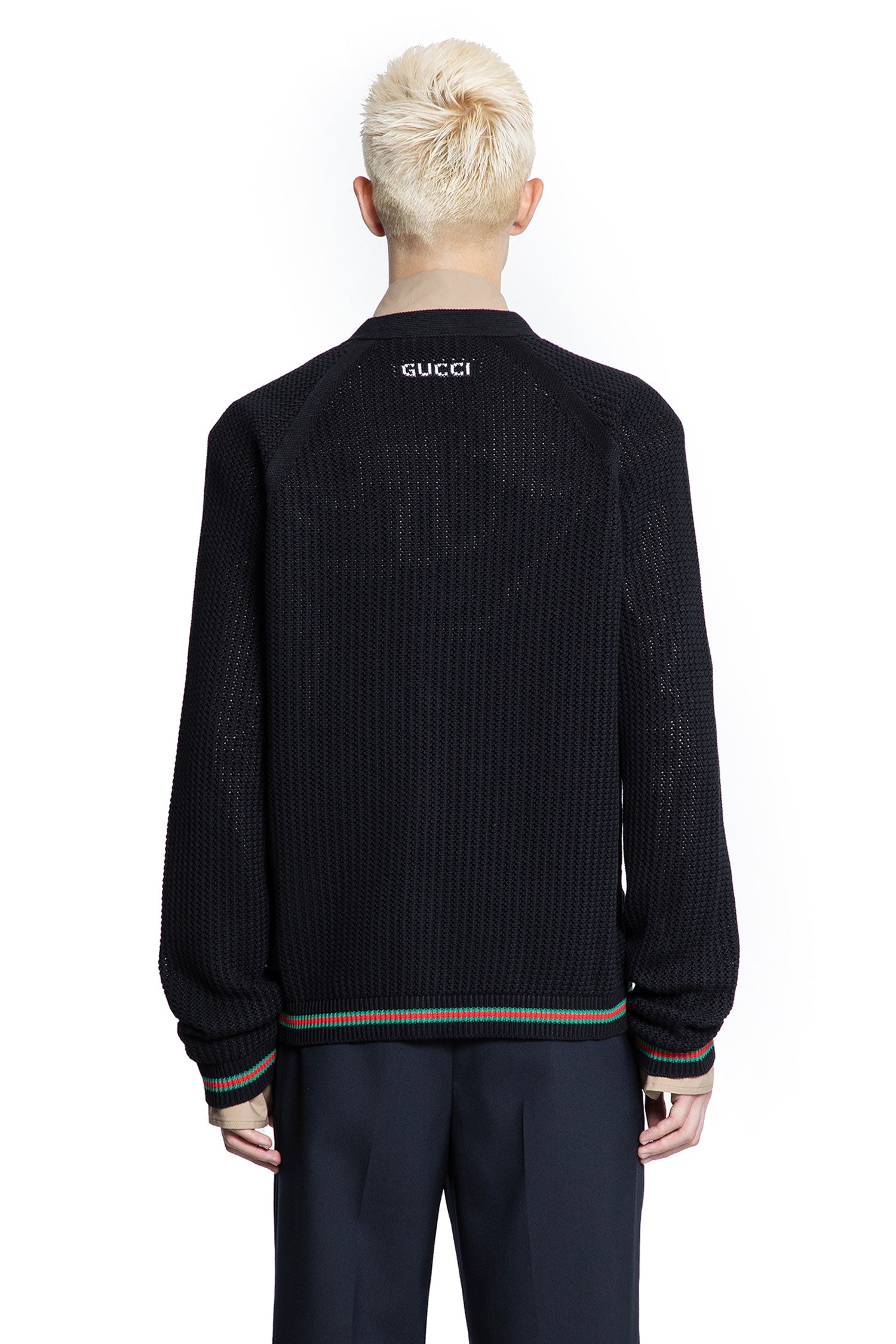 Cotton Knit Web Cardigan - Antonioli.eu