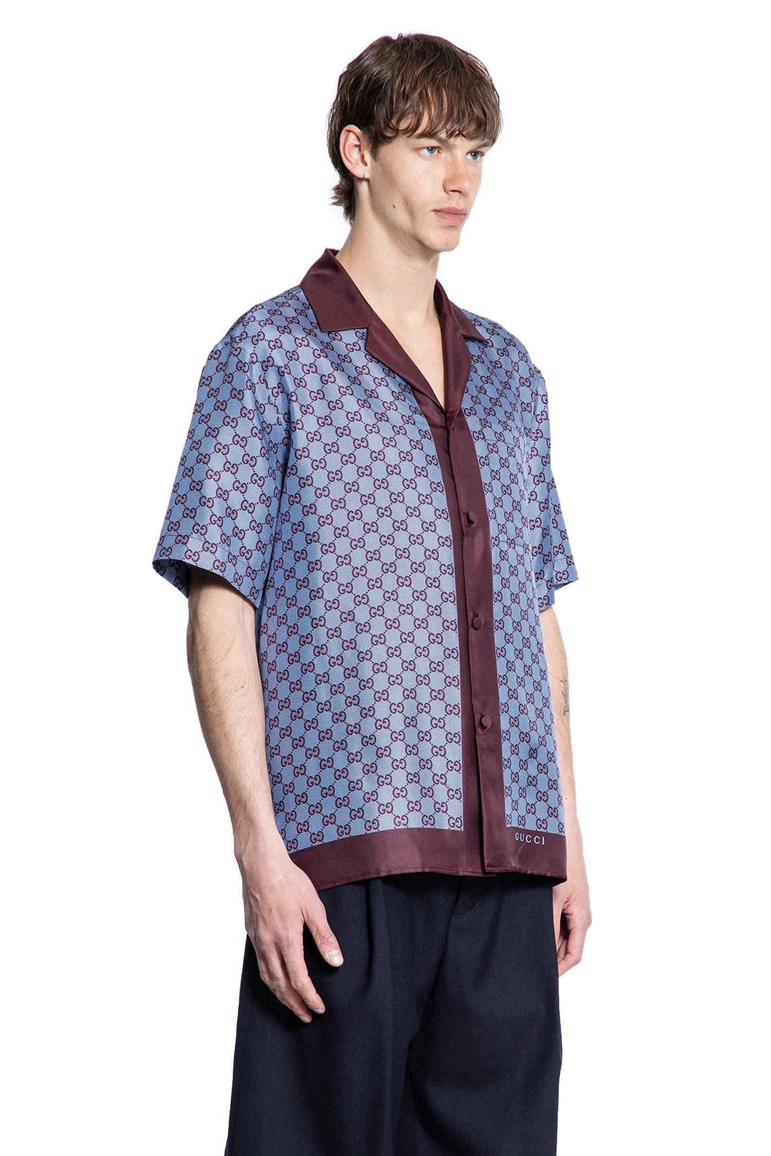GG Silk Twill Bowling Shirt - Antonioli.eu
