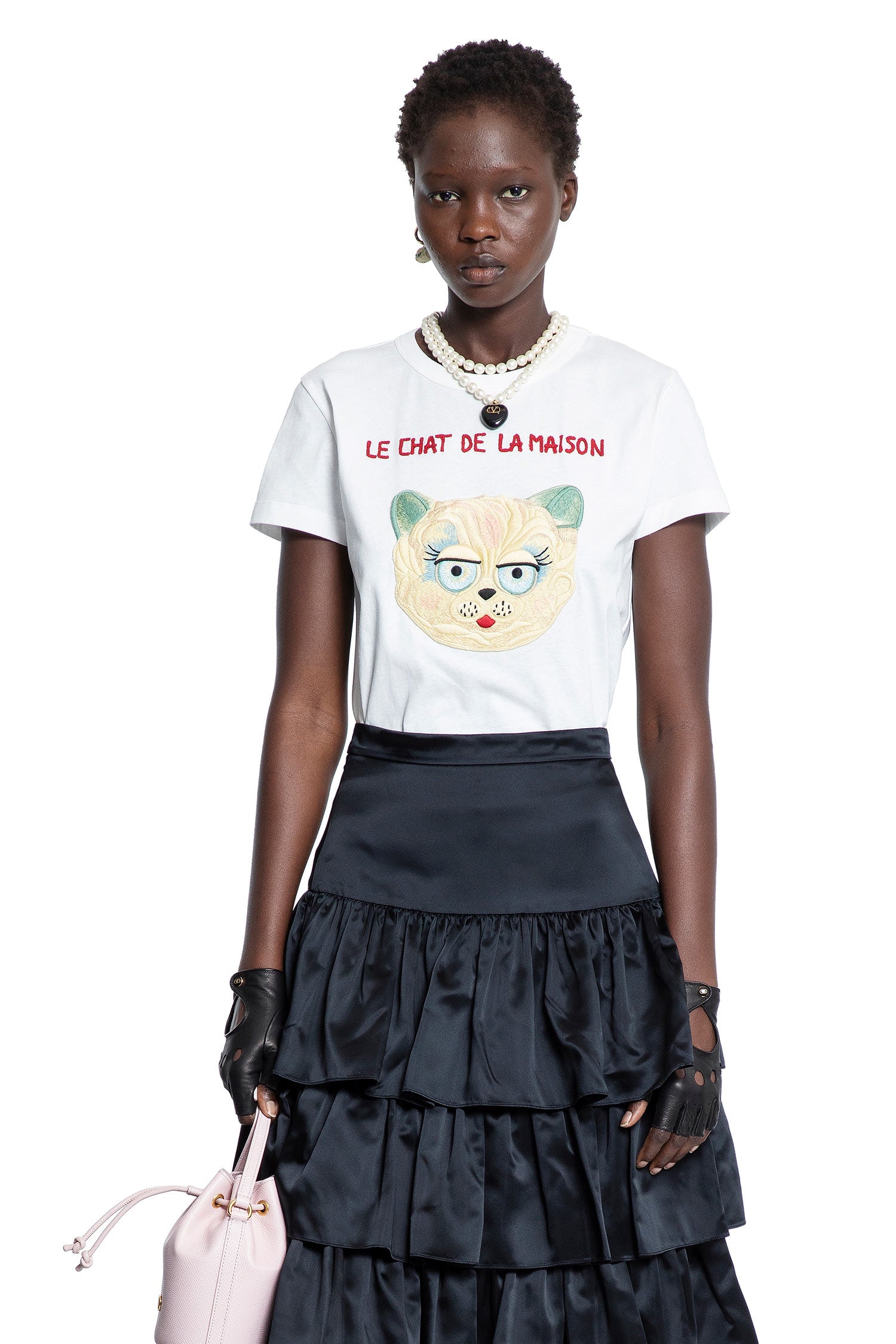 Tシャツ・カットソー COTTON T-SHIRT WITH LE CHAT DE LA MAISON PRINT Valentino Garavani Le Chat de la Maison: Valentino Cat Bag