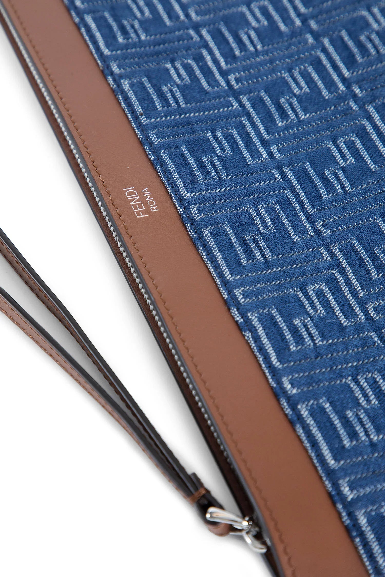 Leather and Denim-Effect FF Medium Pouch - Antonioli.eu