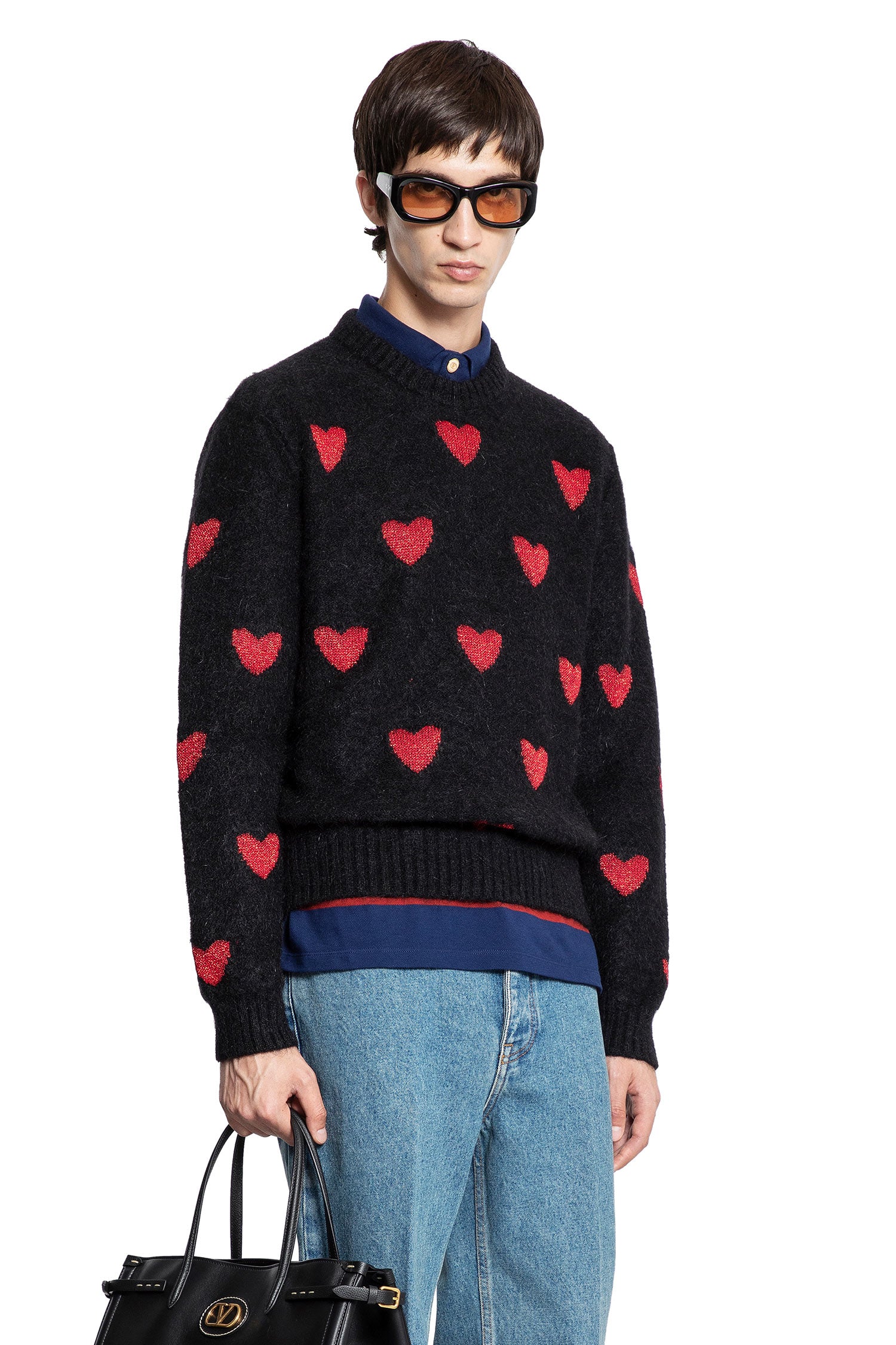 Heart Jacquard Mohair And Lurex Jumper - Antonioli.eu
