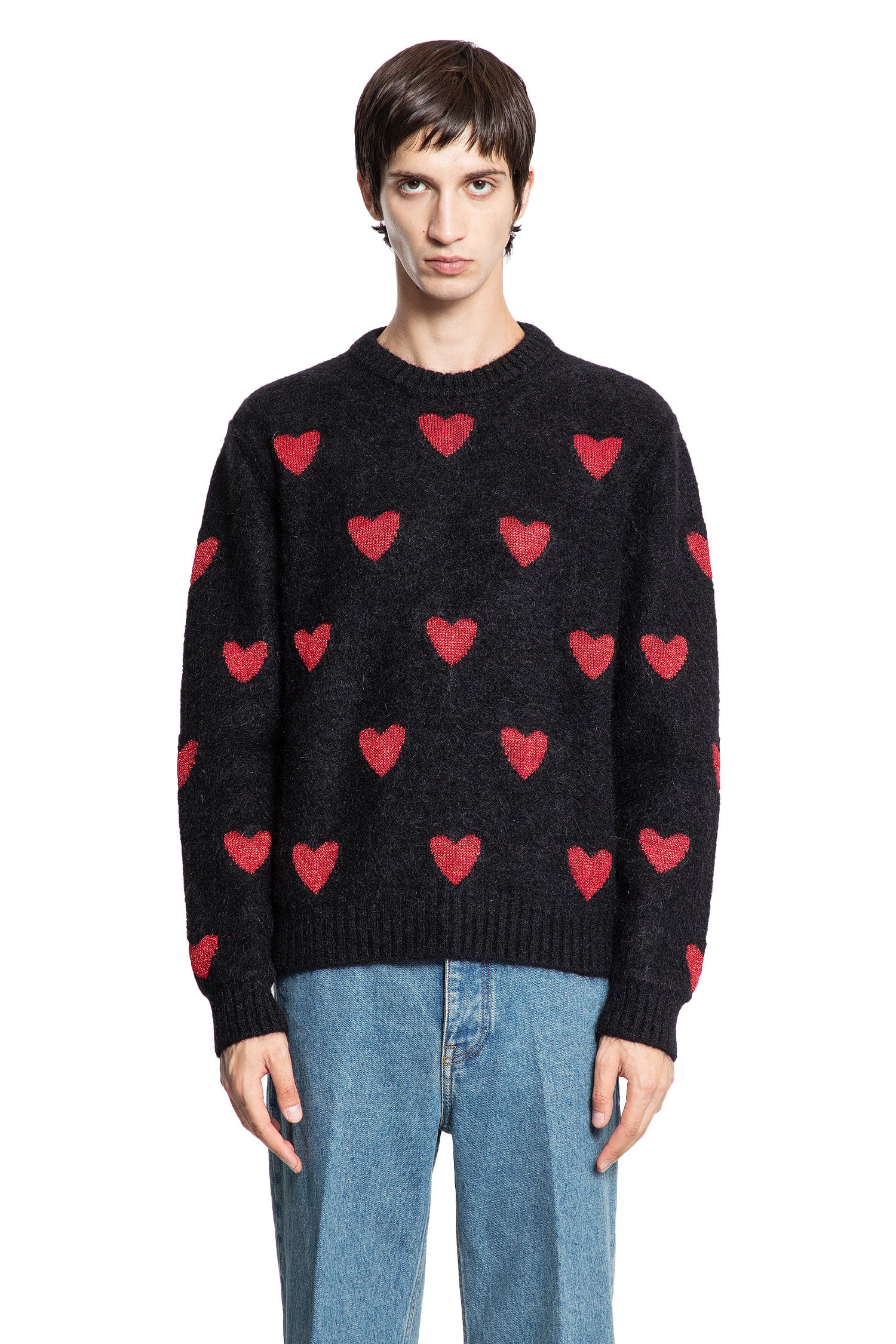 Heart Jacquard Mohair And Lurex Jumper - Antonioli.eu