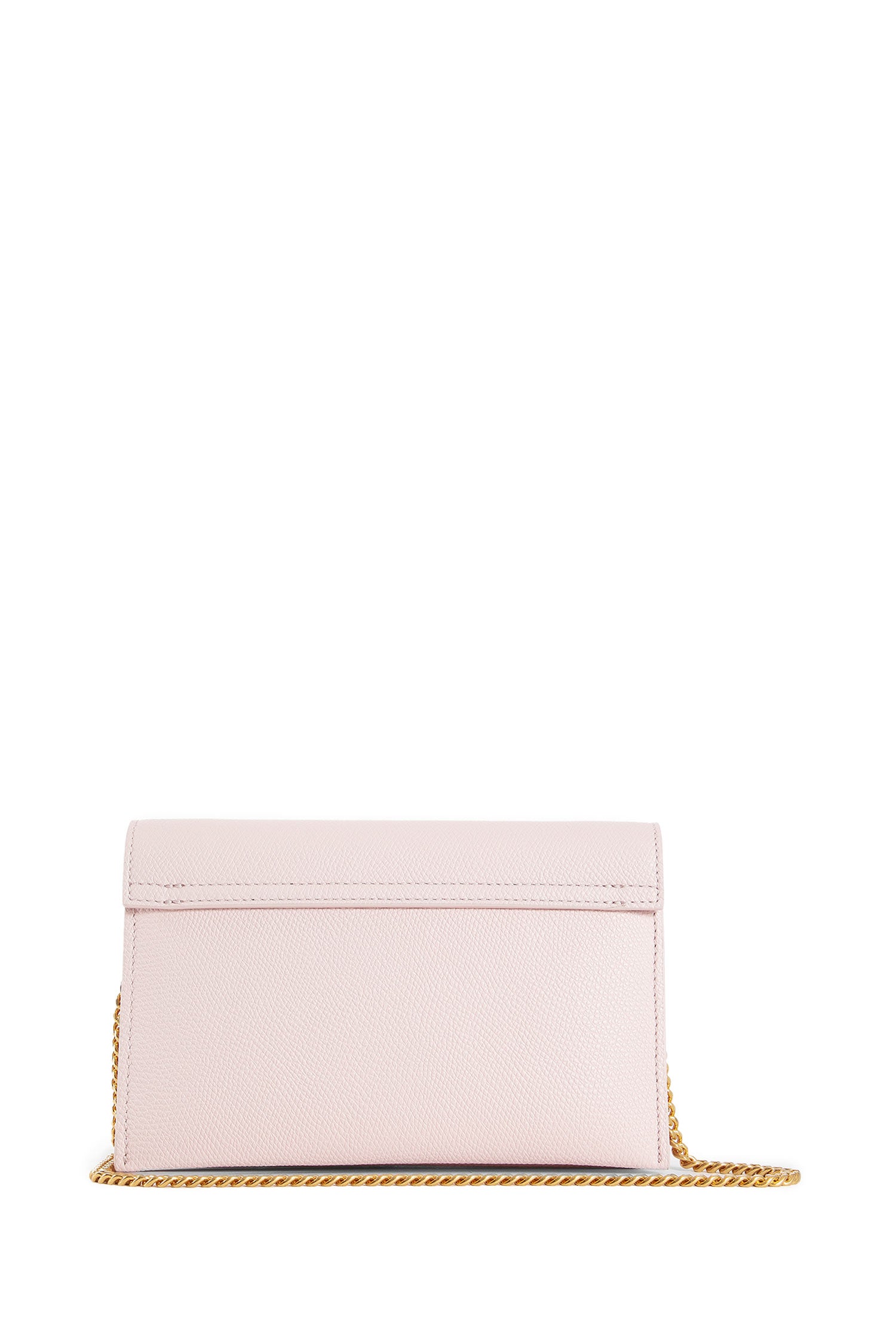 VLogo Grainy Leather Wallet with Chain