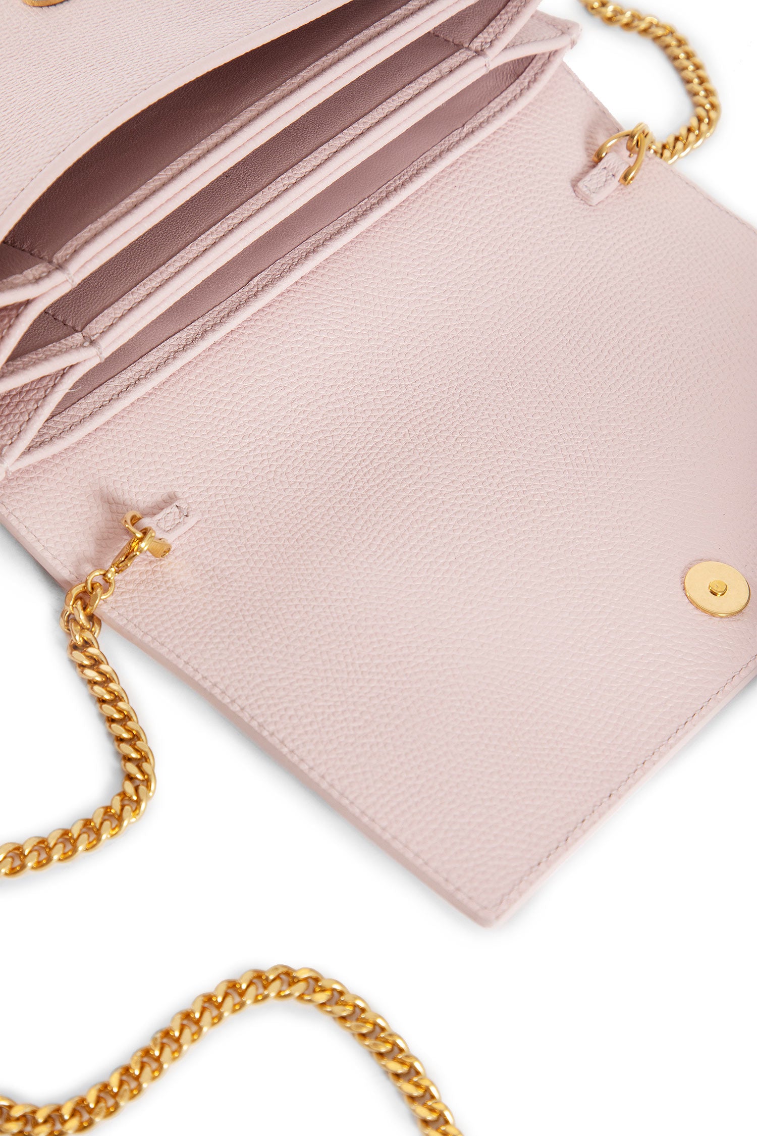 VLogo Grainy Leather Wallet with Chain
