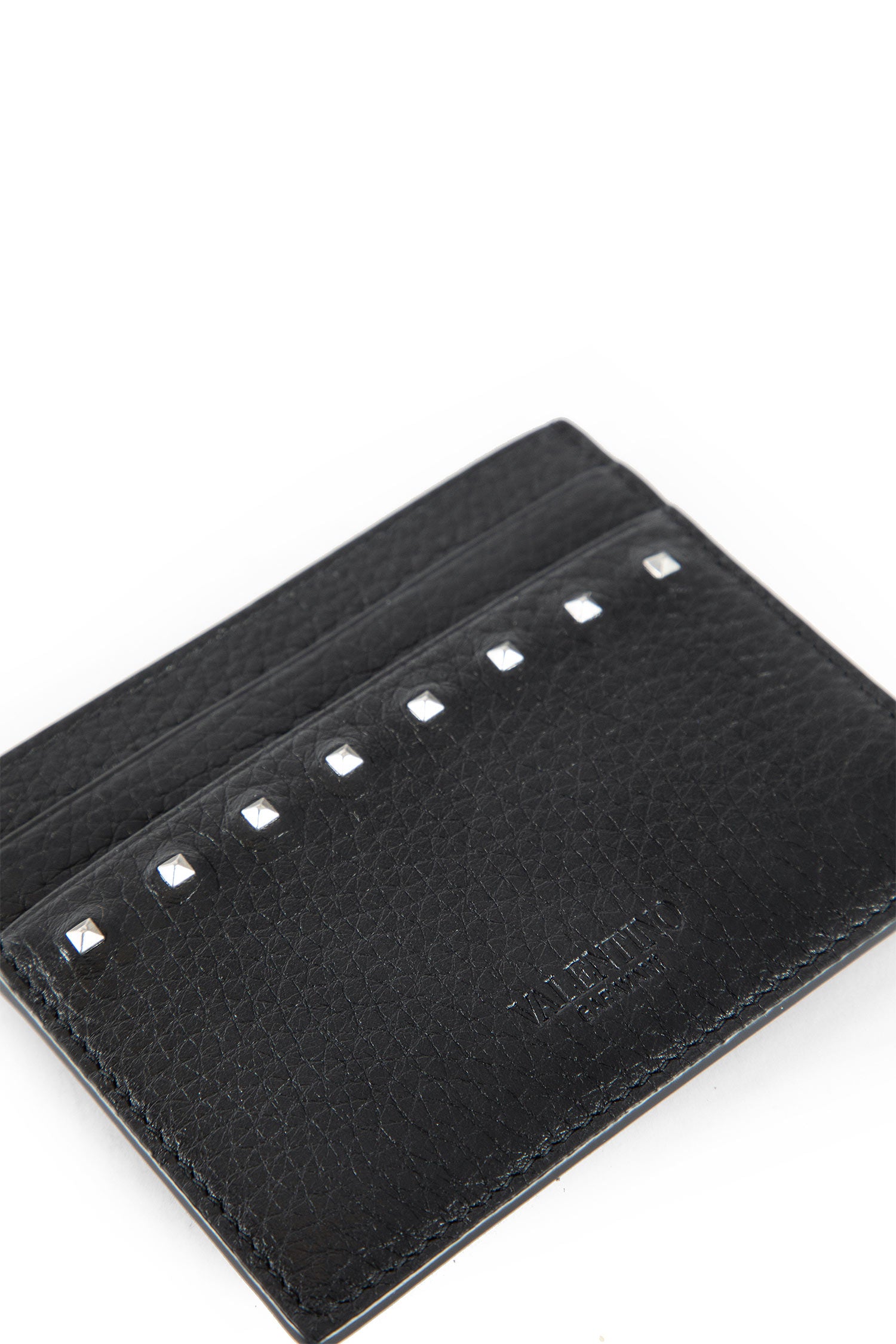 Rockstud Grainy Calfskin Card Holder - Antonioli.eu