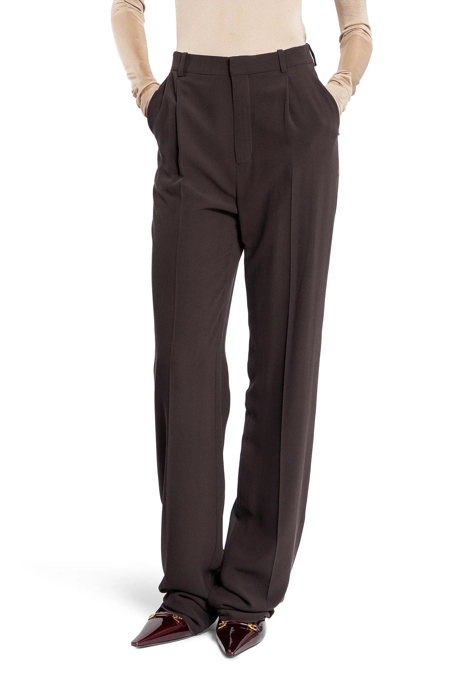 SAINT LAURENT WOMAN BROWN TROUSERS - Antonioli.eu