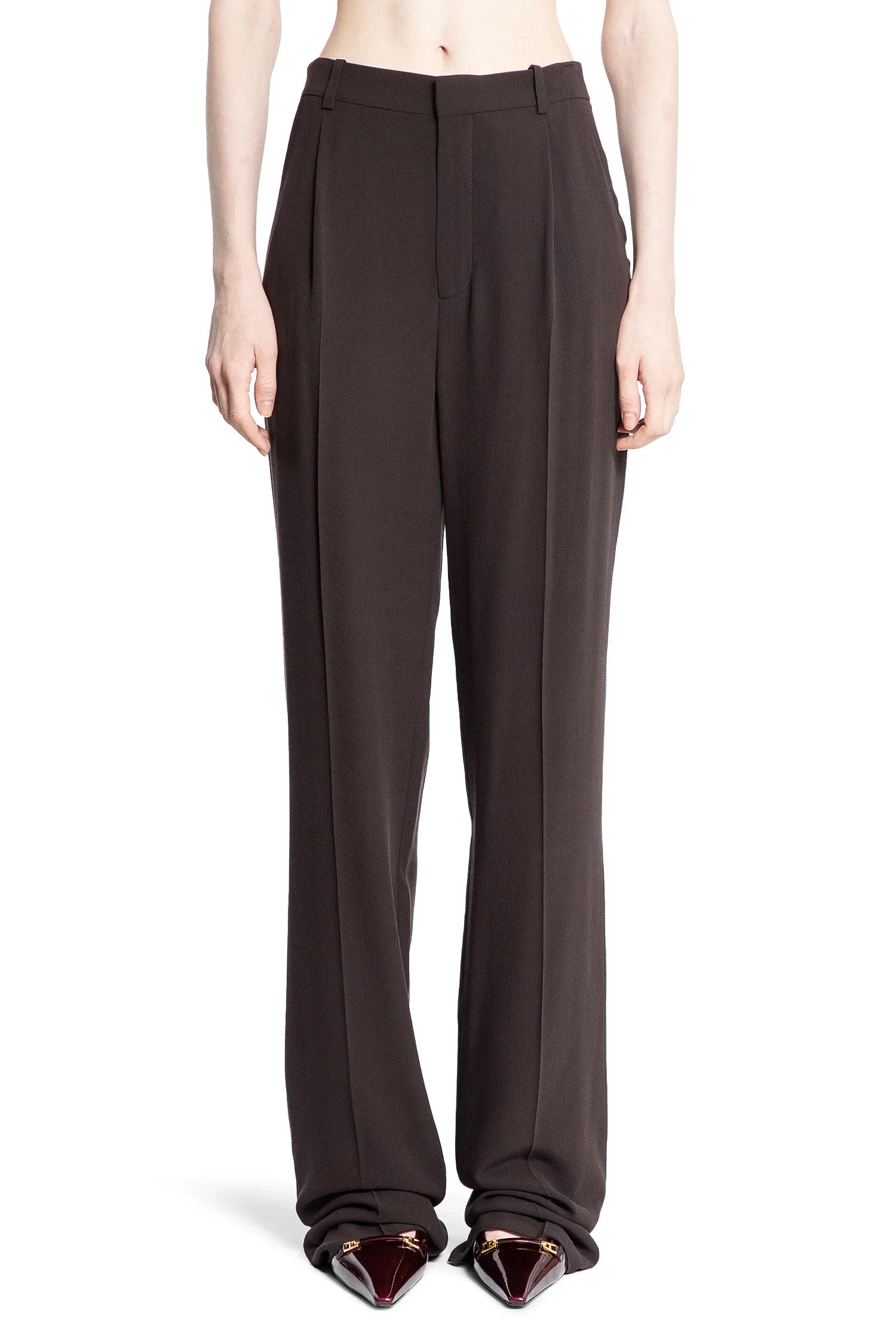 SAINT LAURENT WOMAN BROWN TROUSERS - Antonioli.eu