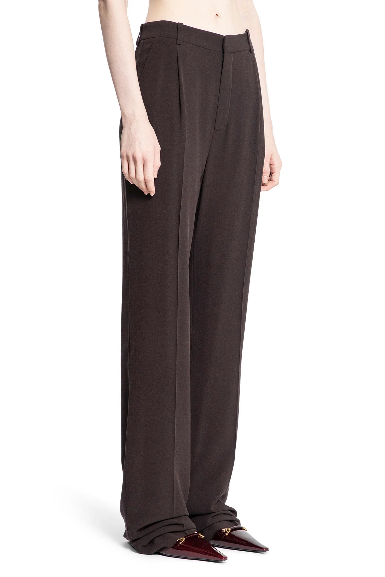 SAINT LAURENT WOMAN BROWN TROUSERS - Antonioli.eu