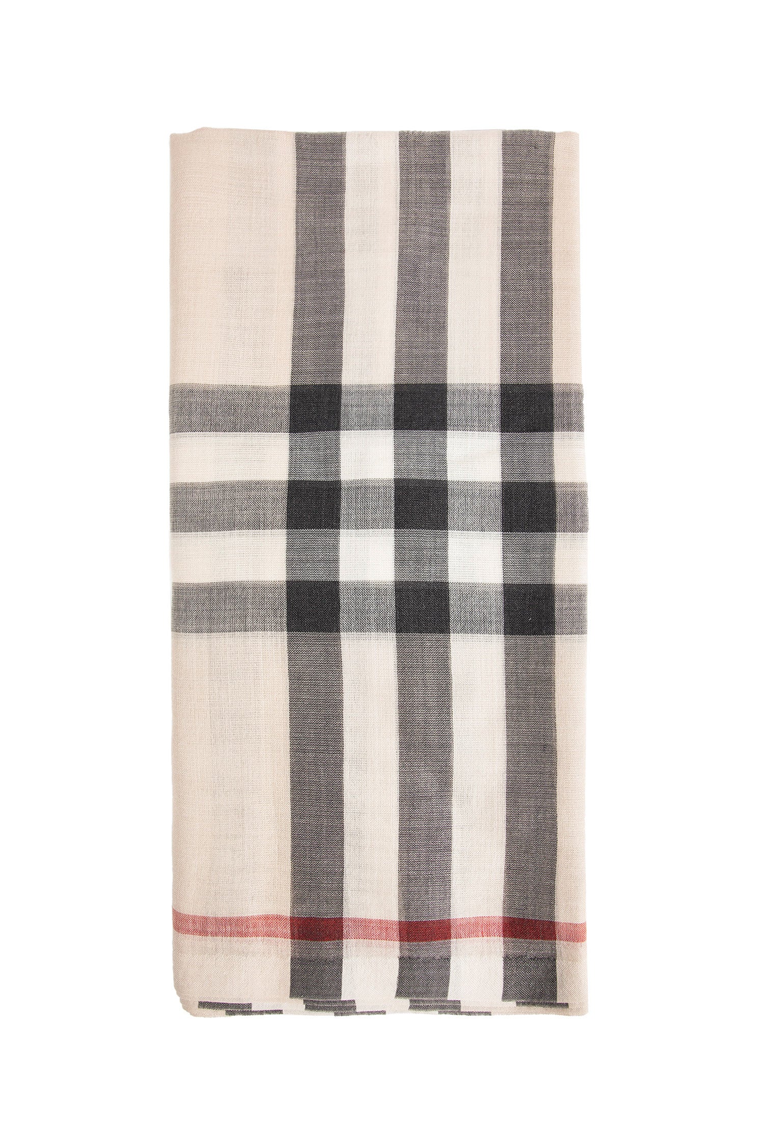 Wide Check Wool Silk Scarf