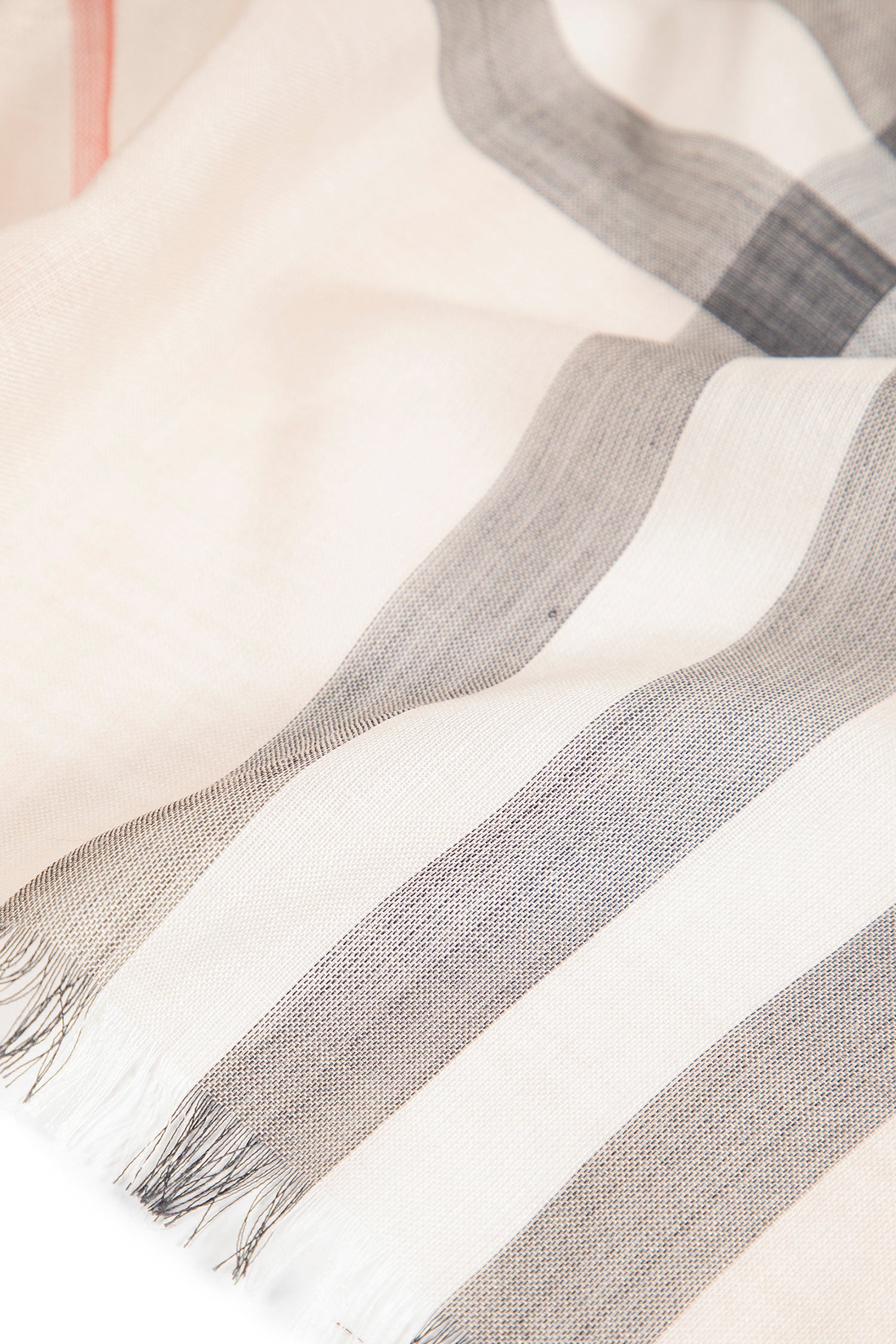 Wide Check Wool Silk Scarf