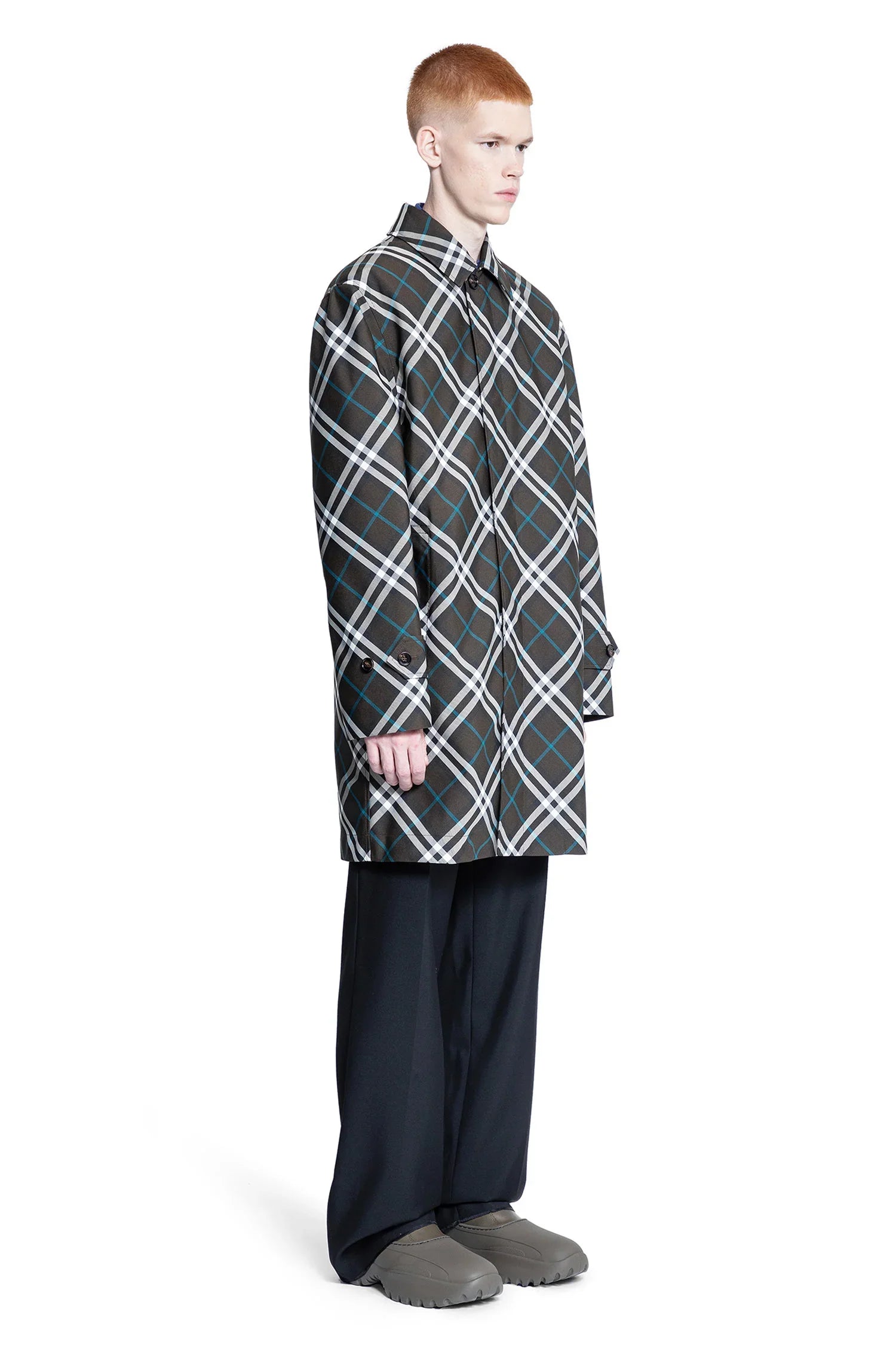 Check Nylon Mid-Length Car Coat - Antonioli.eu
