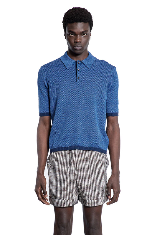 Cotton Linen Chevron Polo Shirt - Antonioli.eu