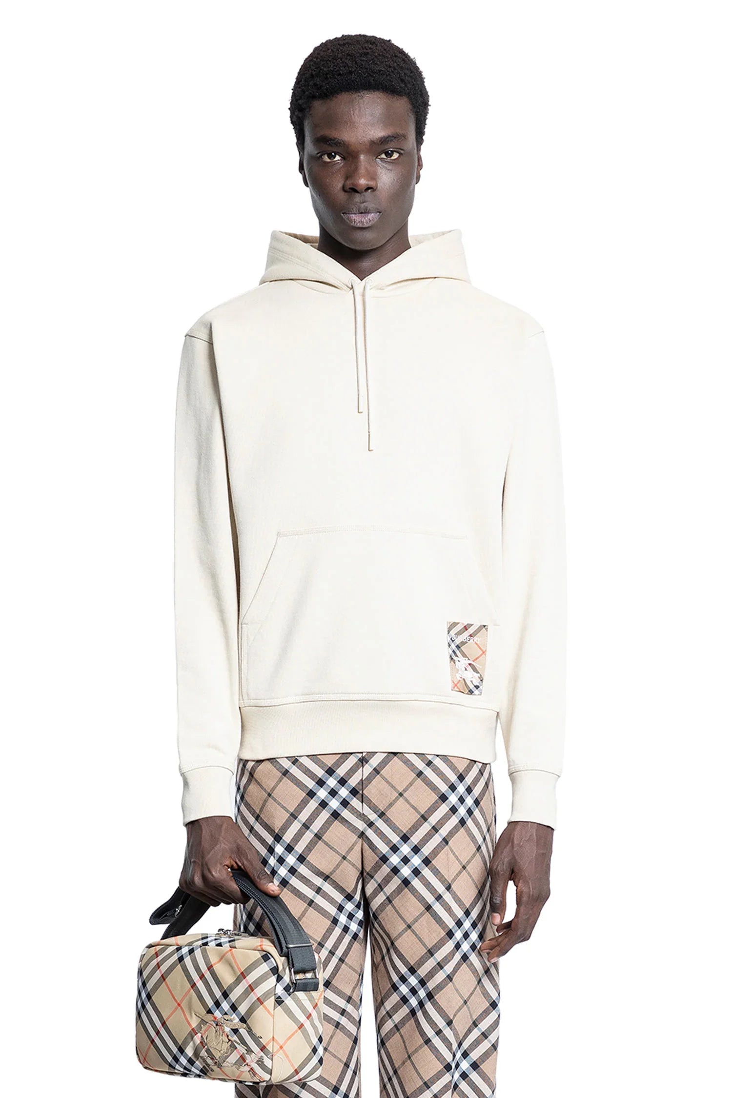 Check Label Cotton Hoodie - Antonioli.eu
