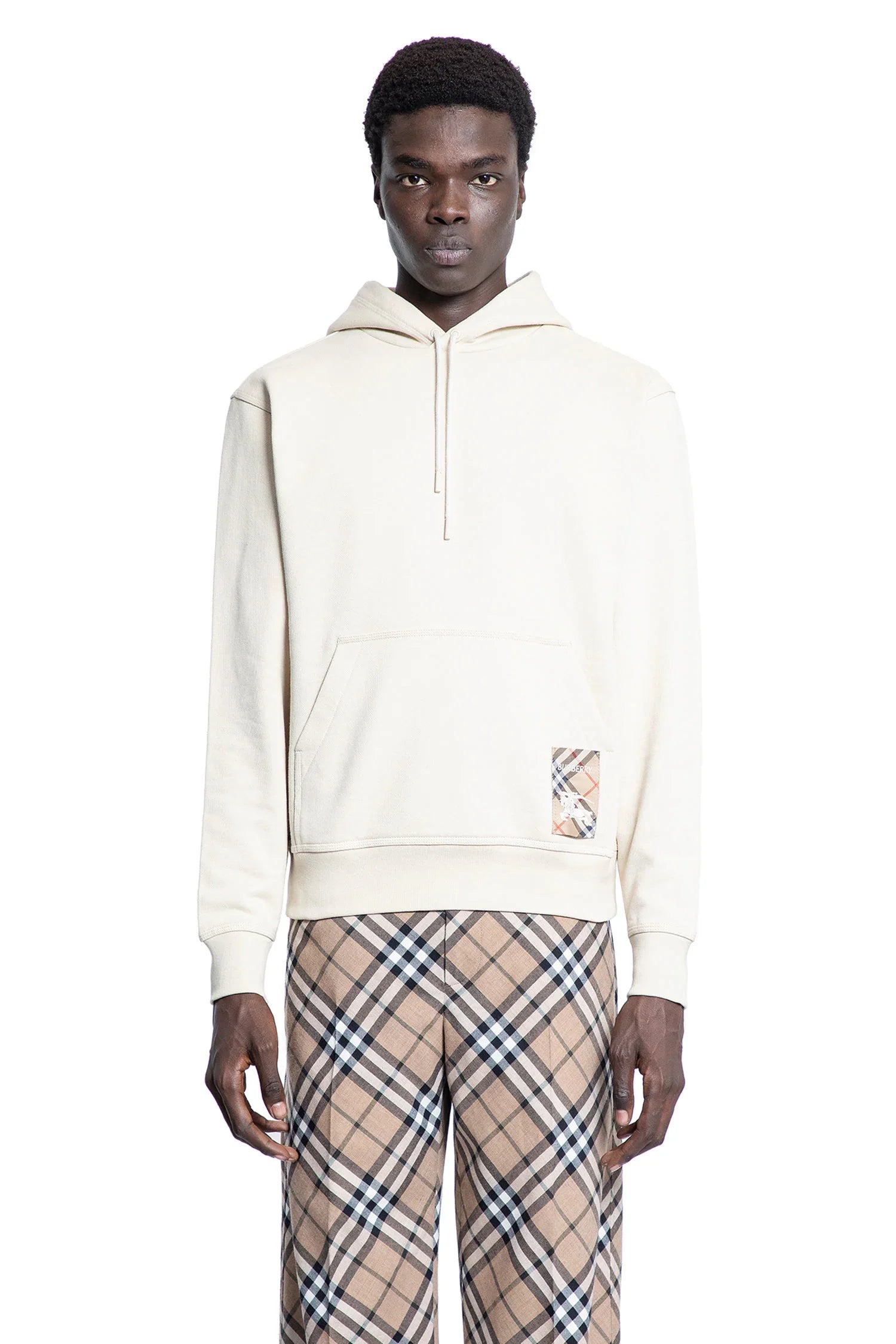 Check Label Cotton Hoodie - Antonioli.eu