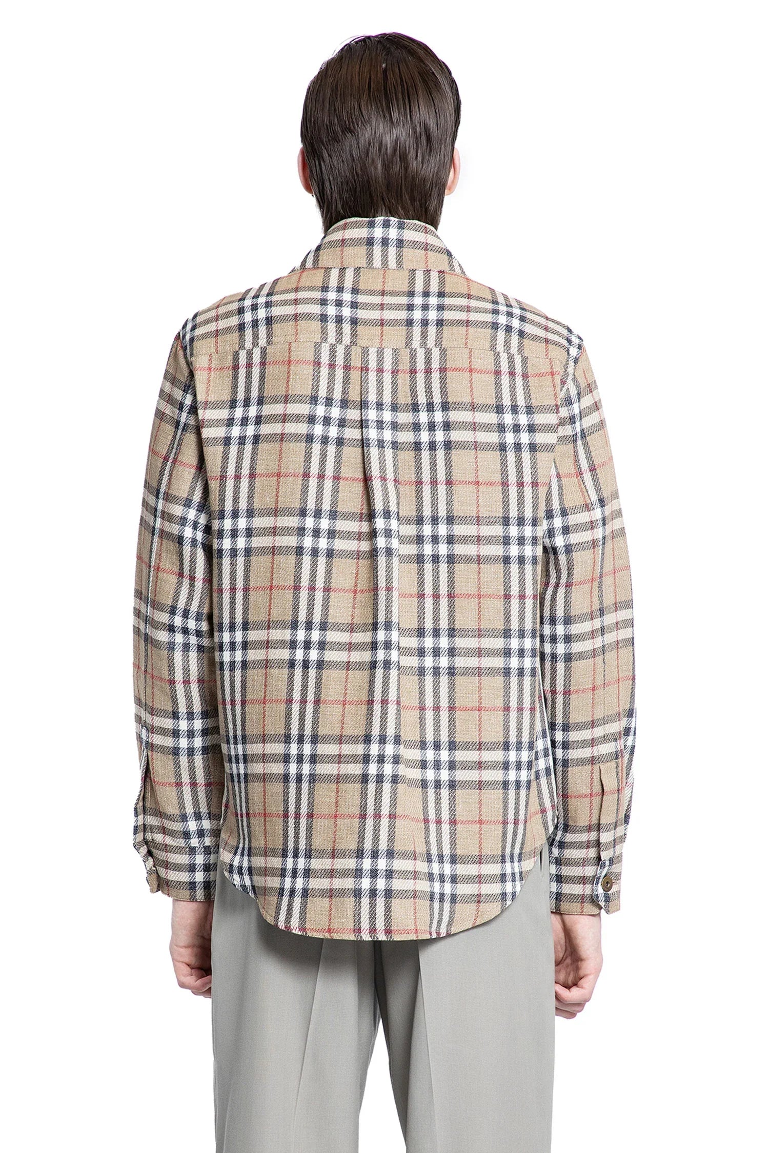 Oversized Fit Check Cotton Linen Shirt - Antonioli.eu