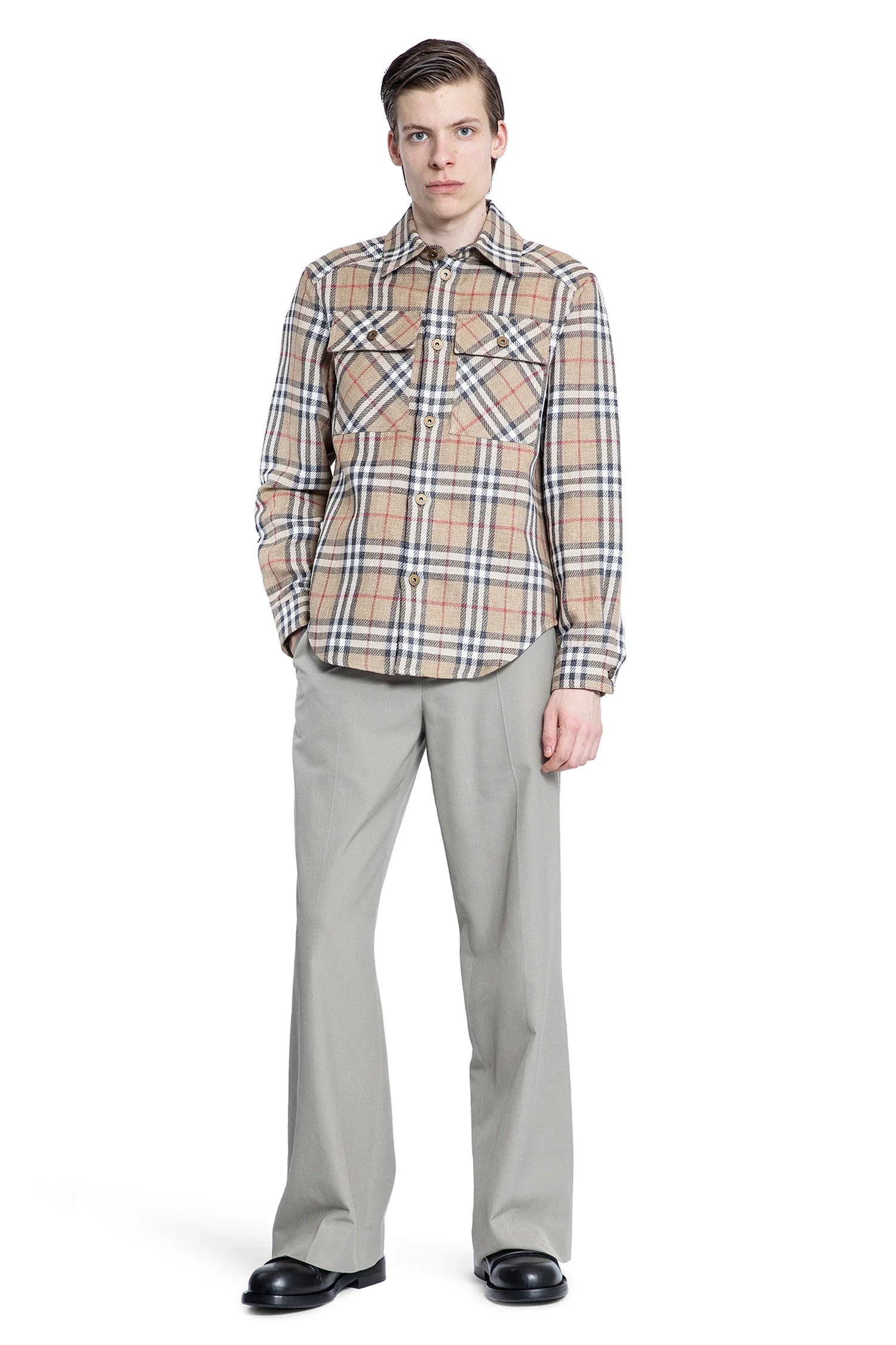 Oversized Fit Check Cotton Linen Shirt - Antonioli.eu