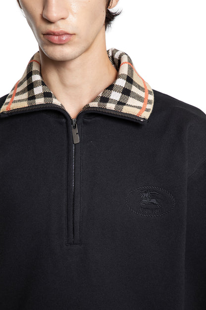 Check Collar Cotton Half-Zip Sweatshirt - Antonioli.eu