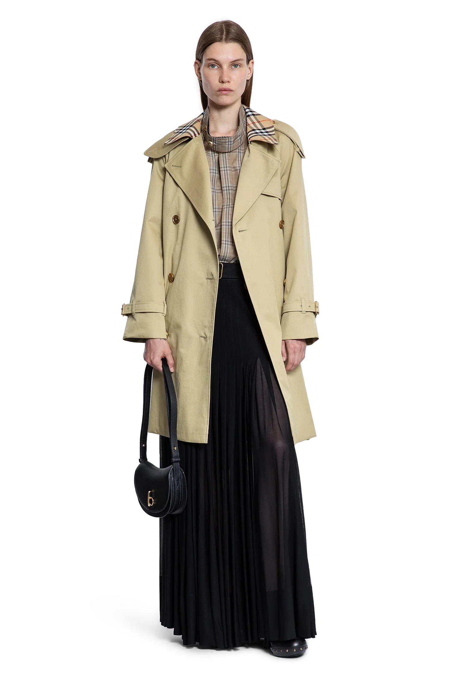 Mid-length Check Collar Castleford Trench Coat - Antonioli.eu