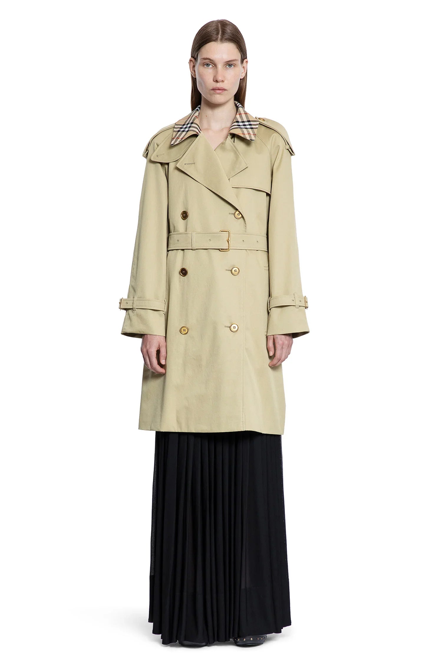 Mid-length Check Collar Castleford Trench Coat - Antonioli.eu