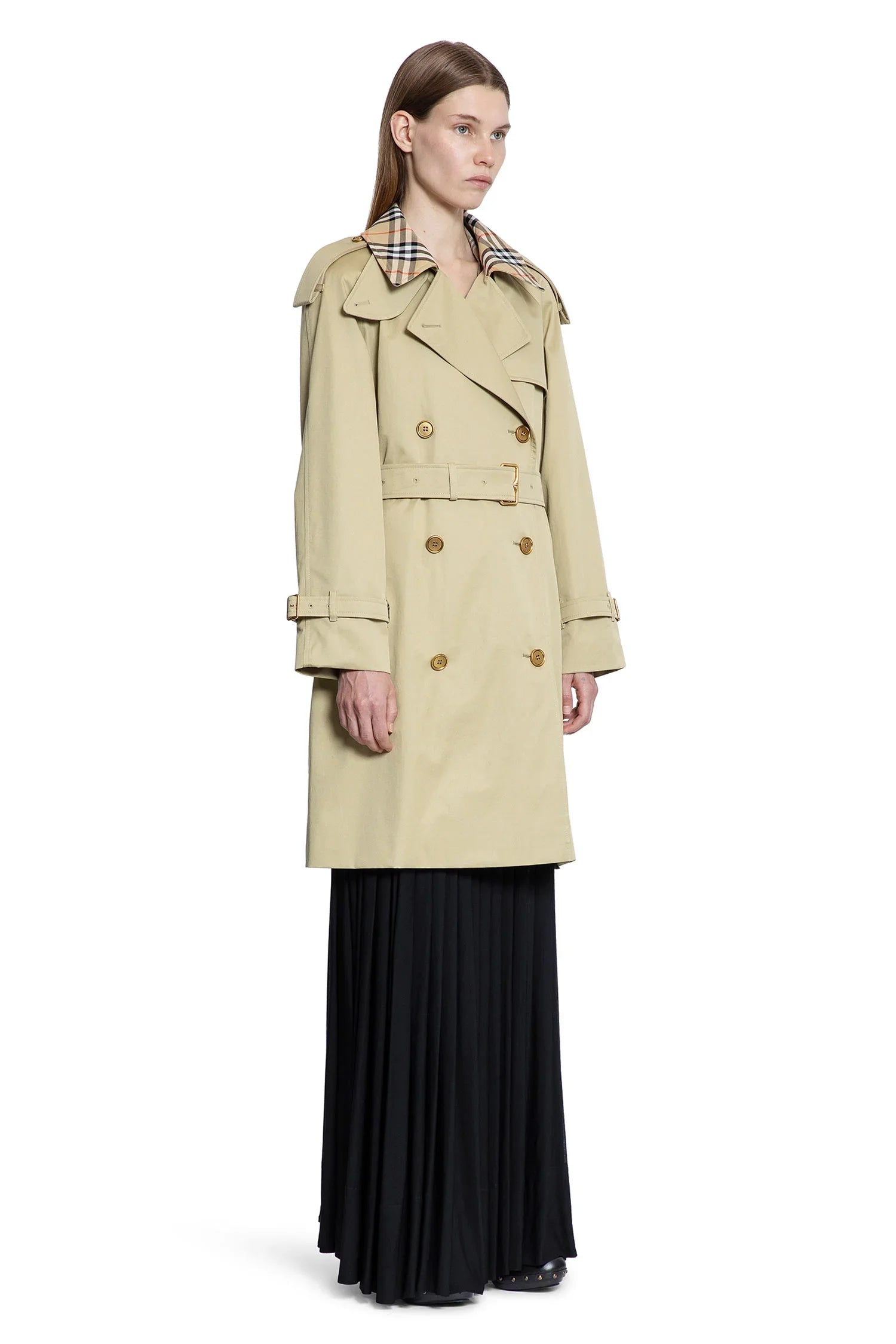 Mid-length Check Collar Castleford Trench Coat - Antonioli.eu