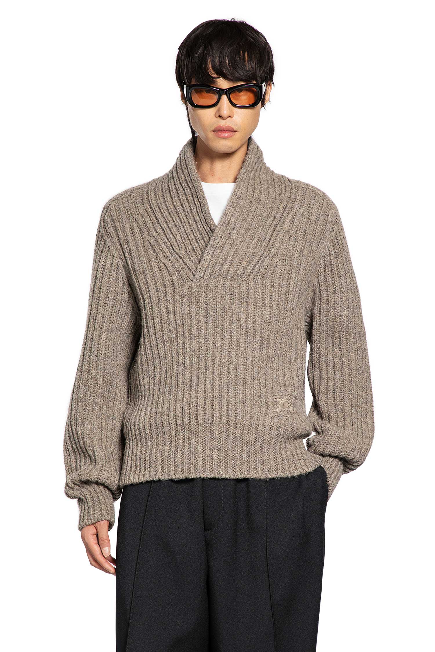 Shawl Collar Wool Sweater - Antonioli.eu