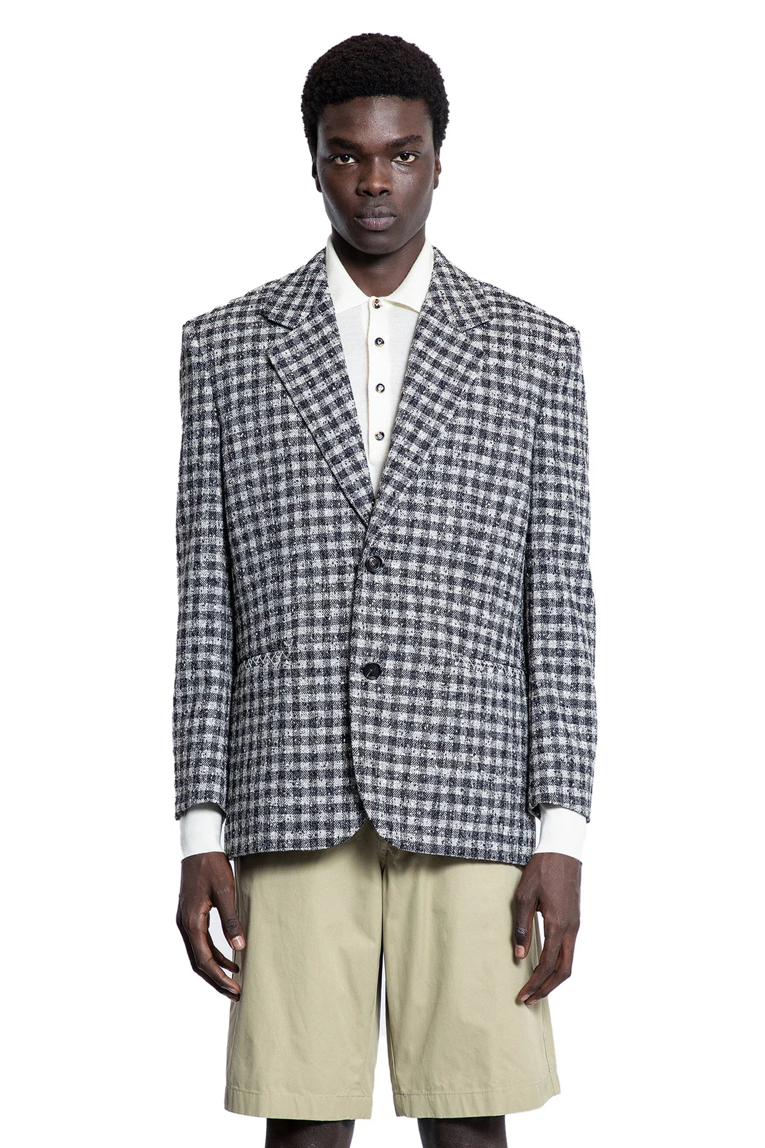 Bouclé Gingham Wool Blazer - Antonioli.eu