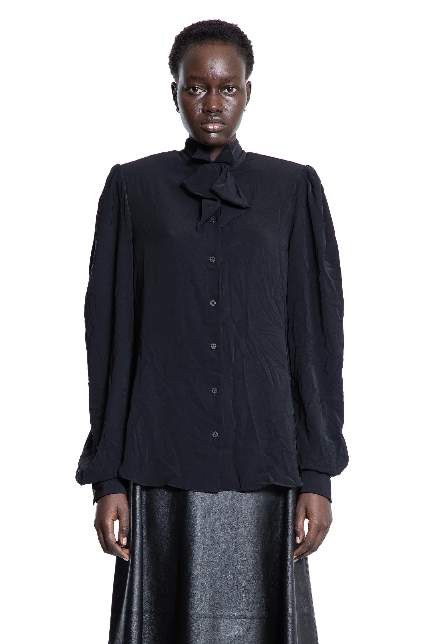 Bow Blouse in fluid technical Crêpe - Antonioli.eu