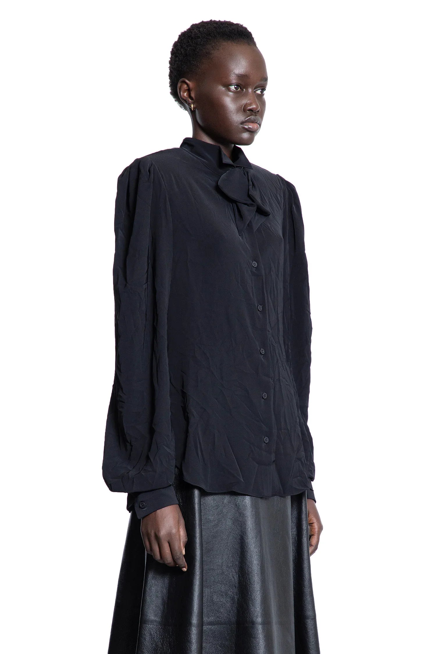 Bow Blouse in fluid technical Crêpe - Antonioli.eu